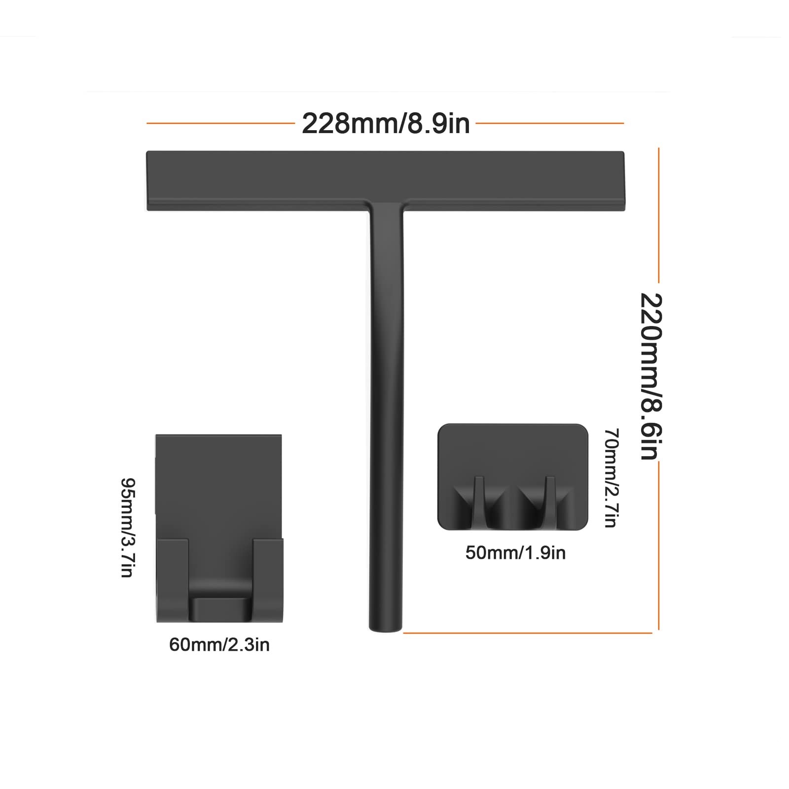 Squeegee Matte Black 9 Inch Streak Free Cleaning Shower Squeegee For Glass Doors