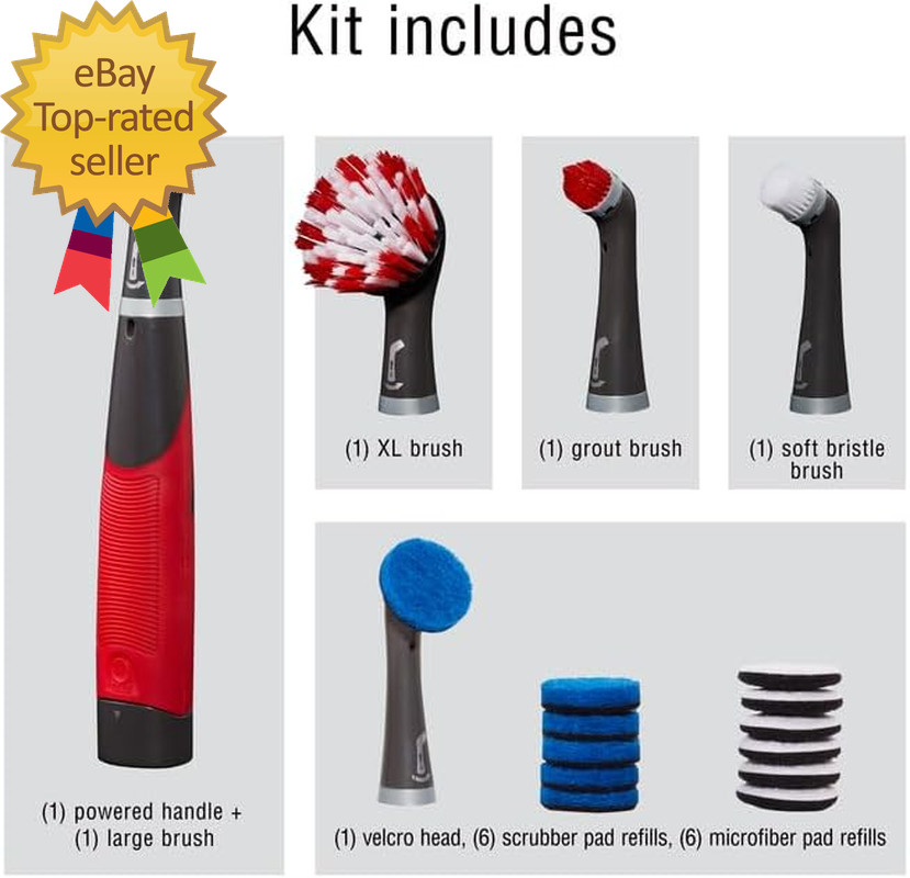 Reveal Power Scrubber 18-Piece Kit Cordless Electric Battery Powered Scrub Brush