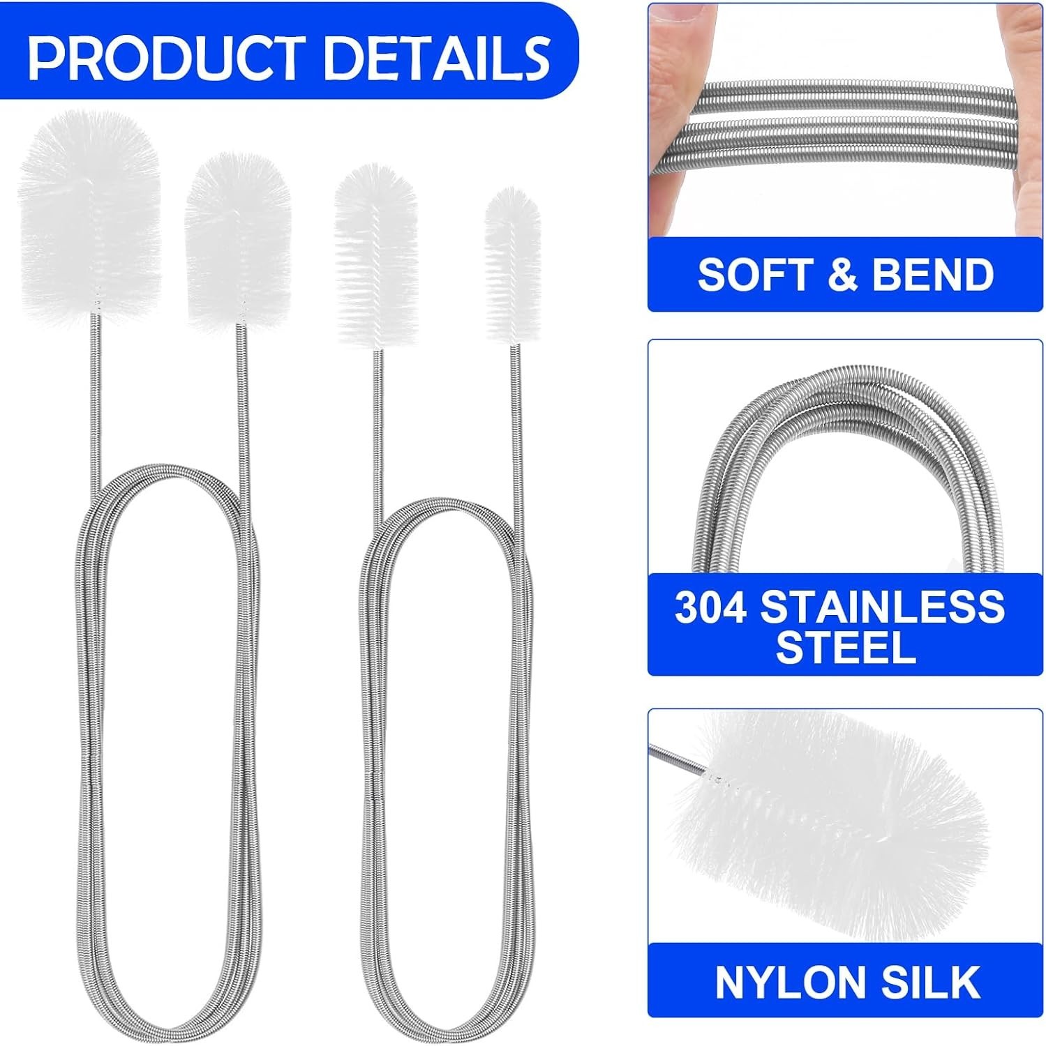 6Pcs Flexible Drain Brush 78 Inch Pipe Cleaning Brush 63 Inch drain cleaner b…