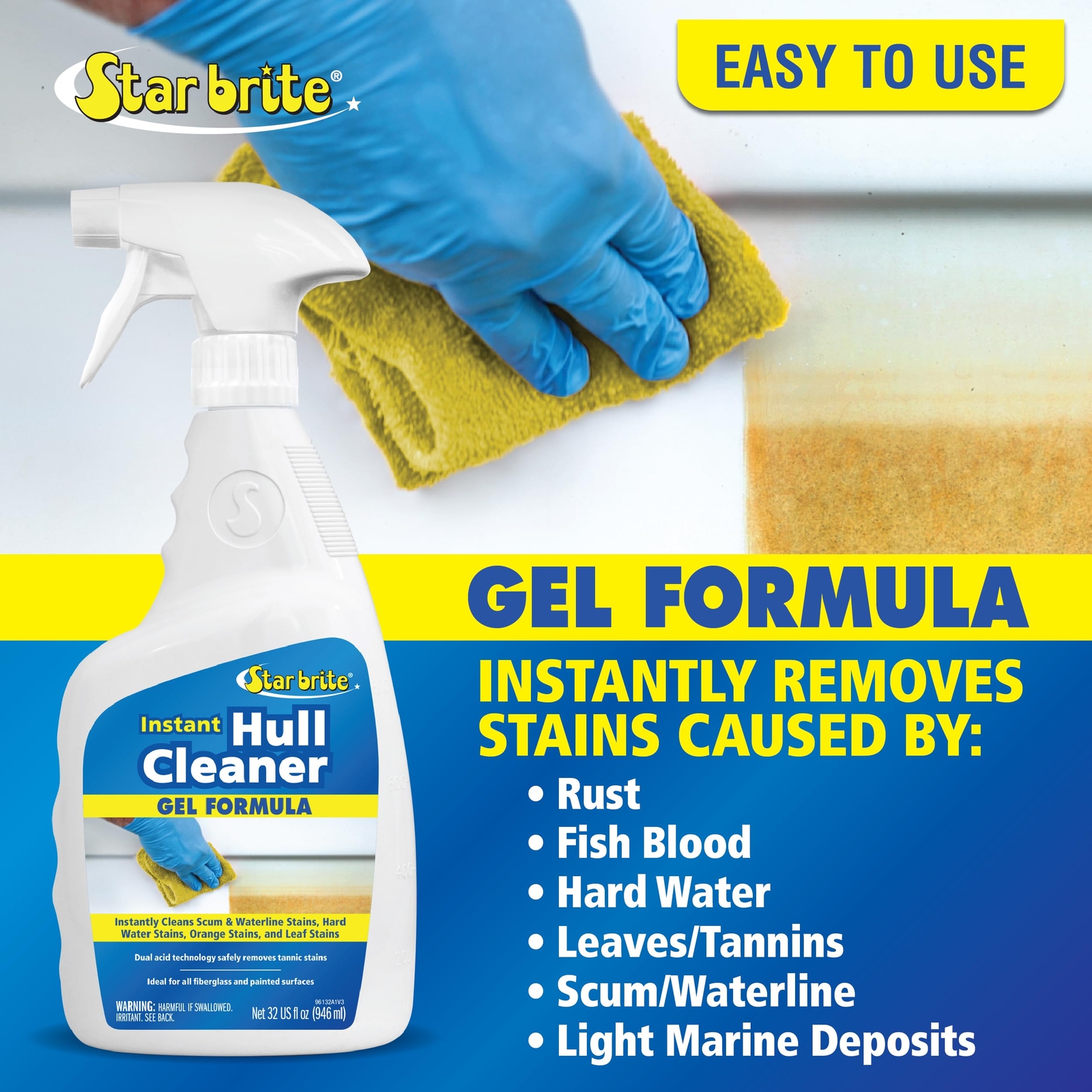Star Brite Hull Cleaner 32oz Powerful Gel for Fiberglass and Painted Boats