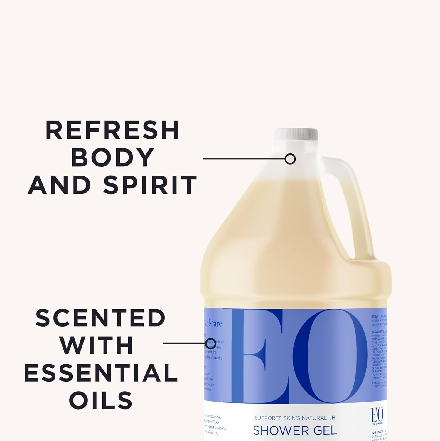 EO Shower Gel Refill, 1 Gallon, French Lavender, body wash made with Essential