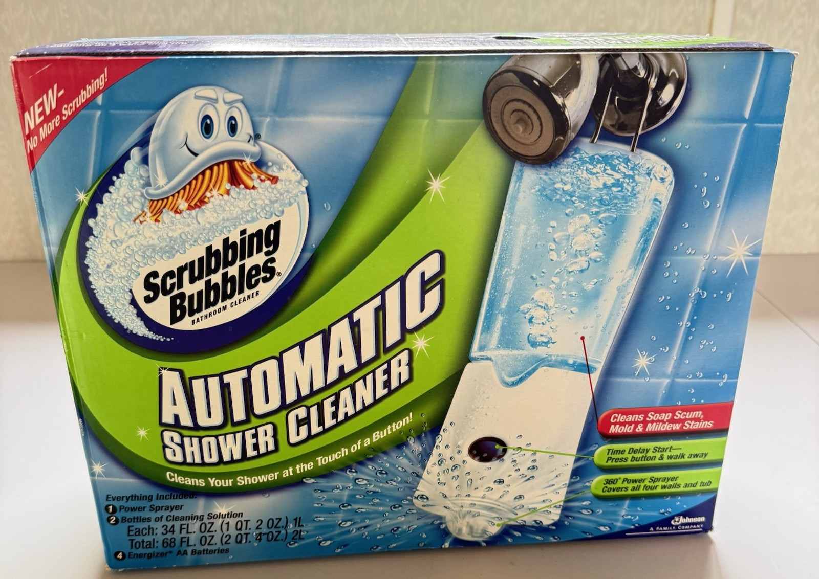 Scrubbing Bubbles AUTOMATIC BATHROOM SHOWER CLEANER Kit w/ 2 Cleaning Solutions