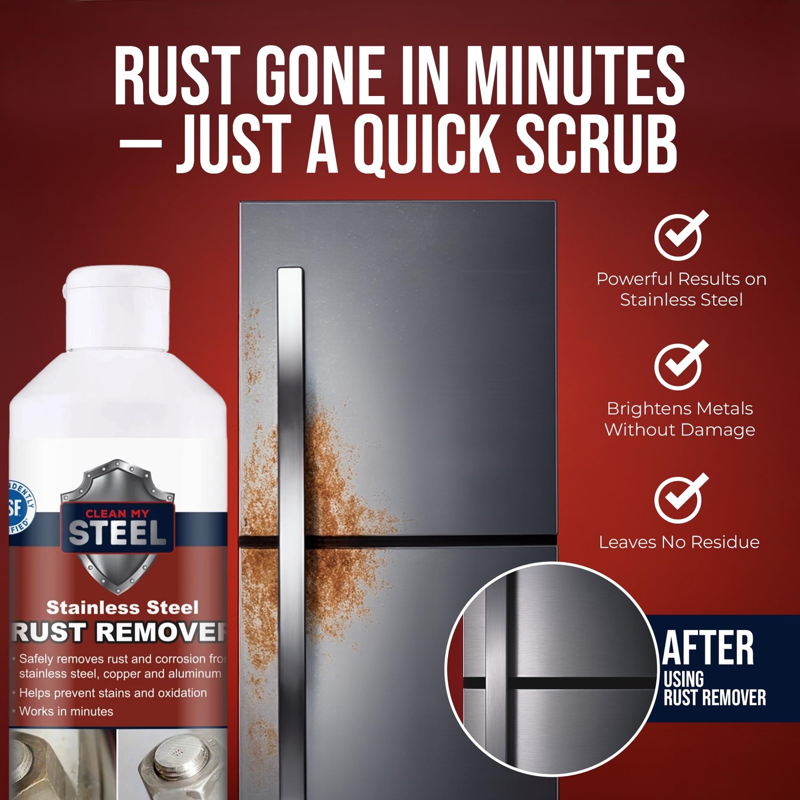 Stainless Steel Rust Stain & Cleaner, NSF Approved Safe for Food Areas. Non-S…