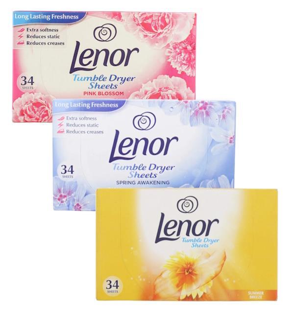 Lenor Tumble Dryer Sheets – 34 Sheets, Long Lasting Freshness, Choose any 3!