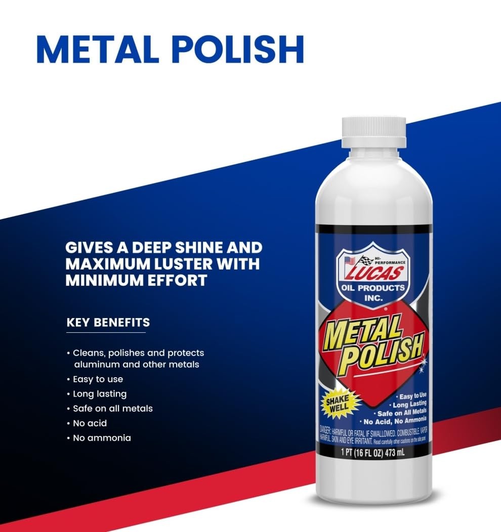 Lucas Oil 10155 Metal Polish 16 oz Aluminum Chrome Stainless Cleaner Polish