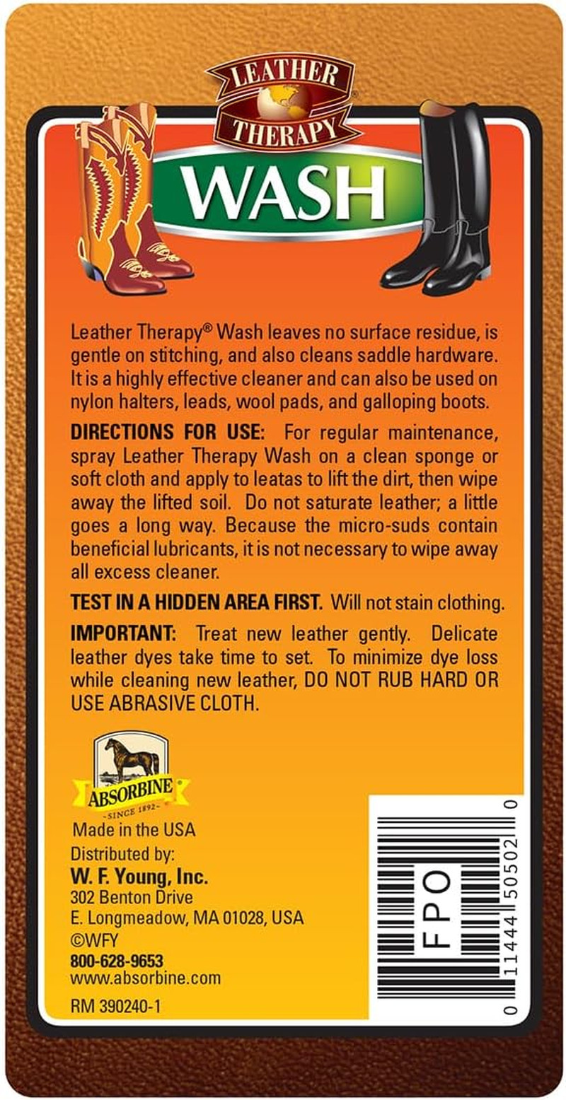 Wash, Premium Cleaner & Moisturizer for Natural and Synthetic Leather, 16Oz