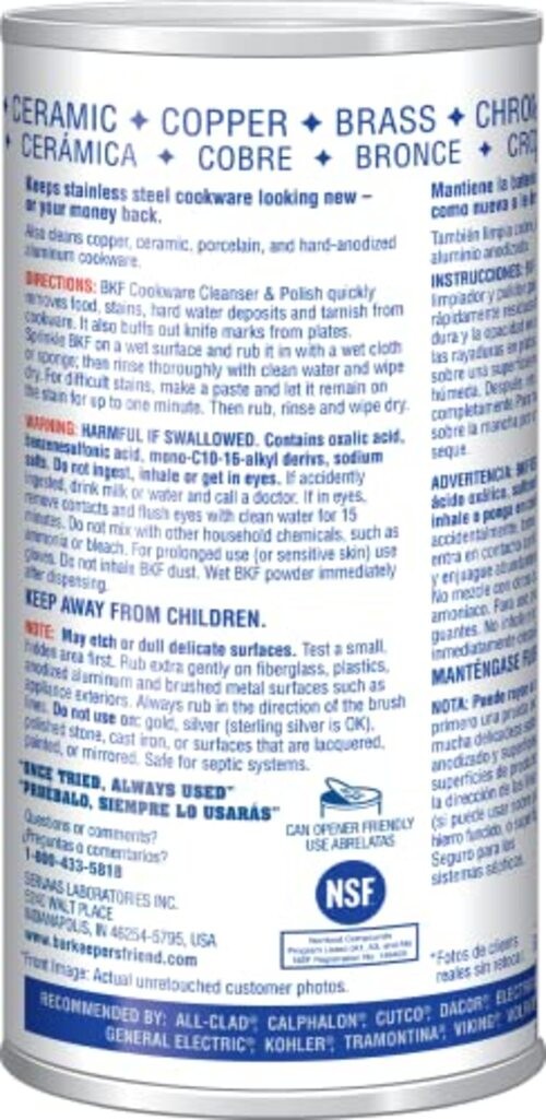 Bar Keeper’s Friend COOKWARE CLEANER/POLISH 12 oz Can (2 12 Ounce (Pack of 2)
