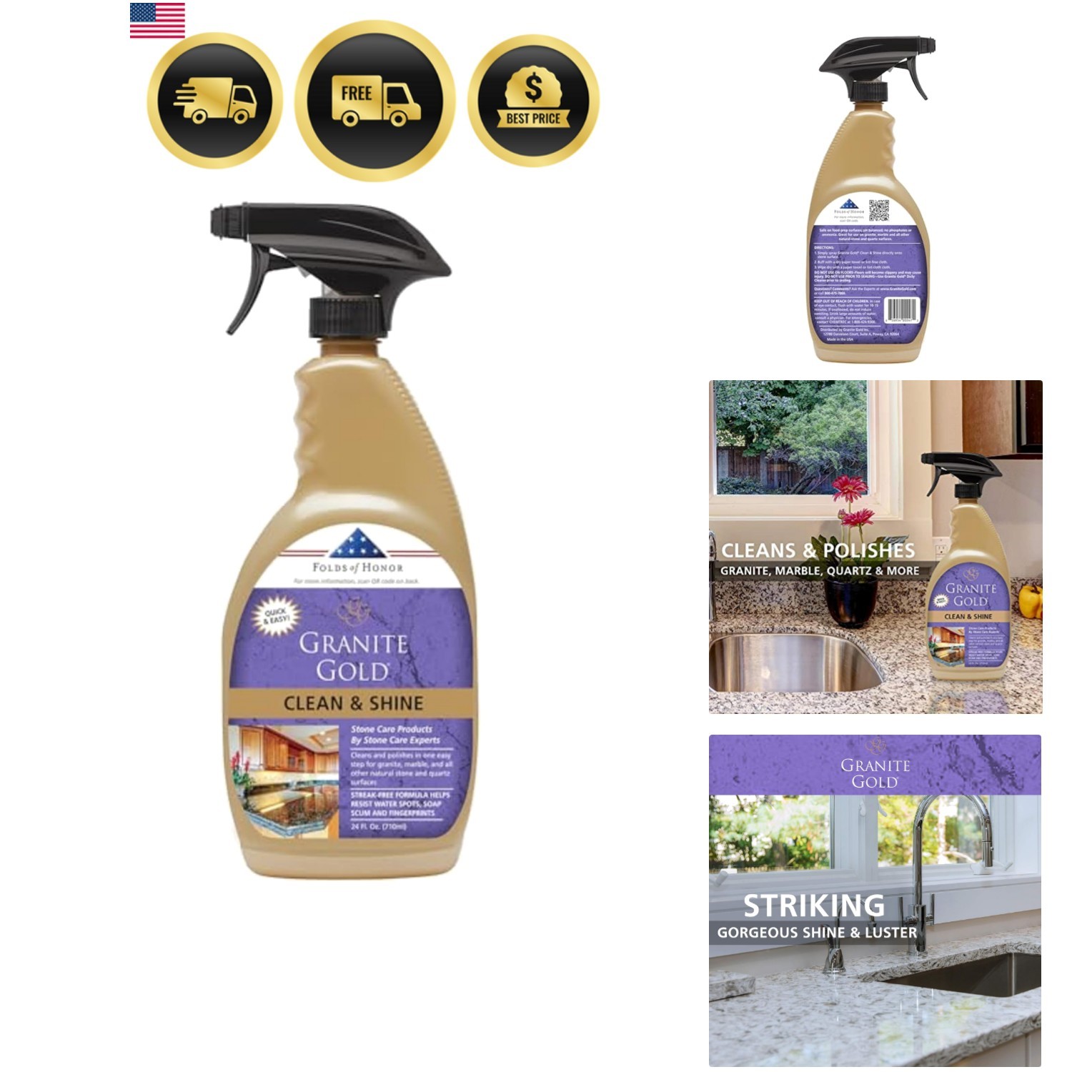Clean and Shine Spray-Streak-Free Deep Cleaning & Polishing of Granite, Marbl…