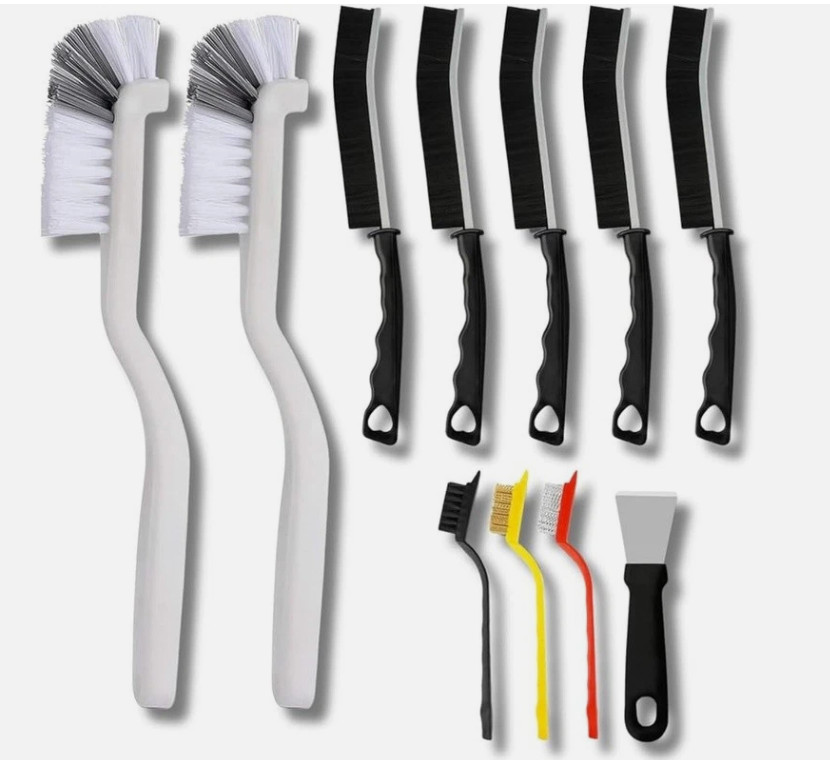 Multi-Surface Scrub Brush Set Heavy-Duty Cleaning Kitchen Bathroom Grout Tile US
