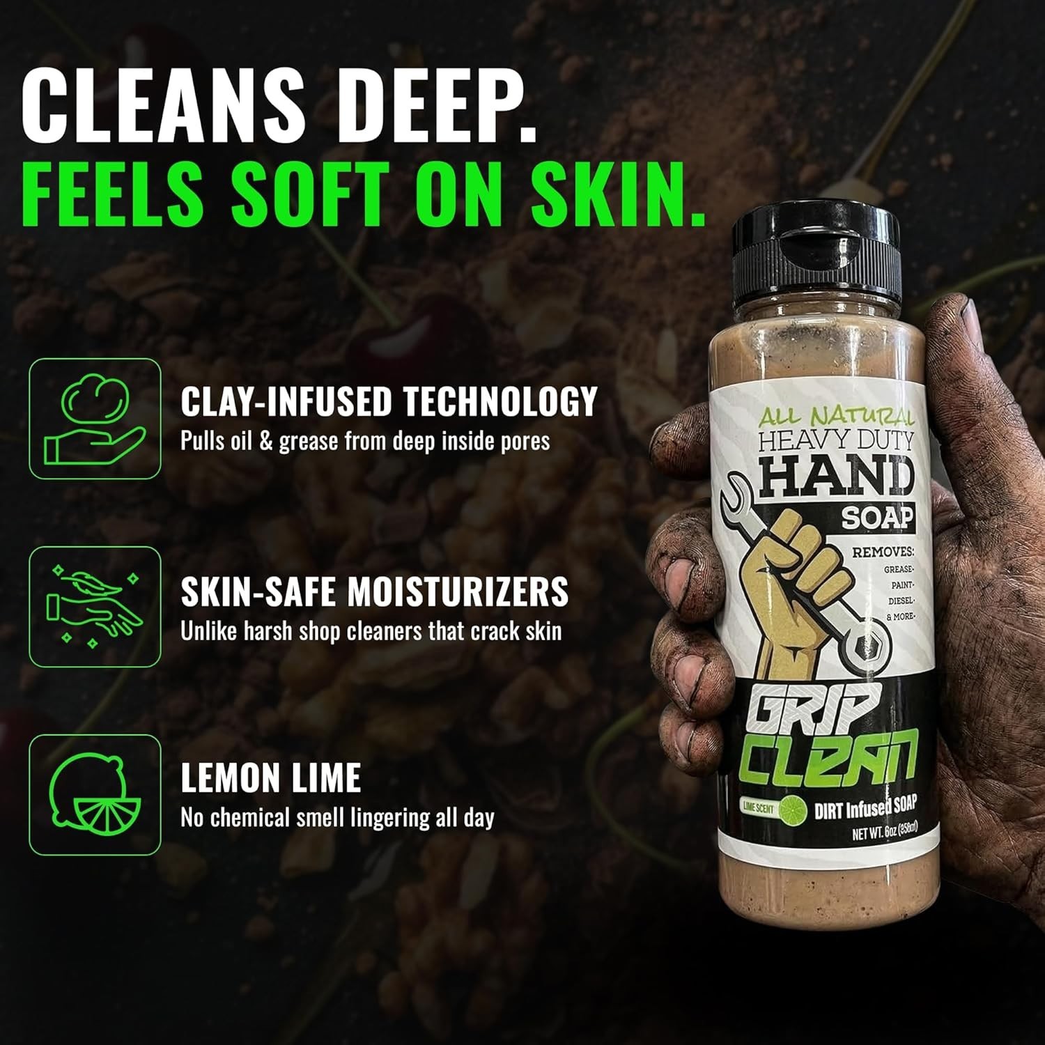 Heavy Duty Citrus Hand Cleaner – Pumice & Clay-Infused, 8 oz for Mechanics