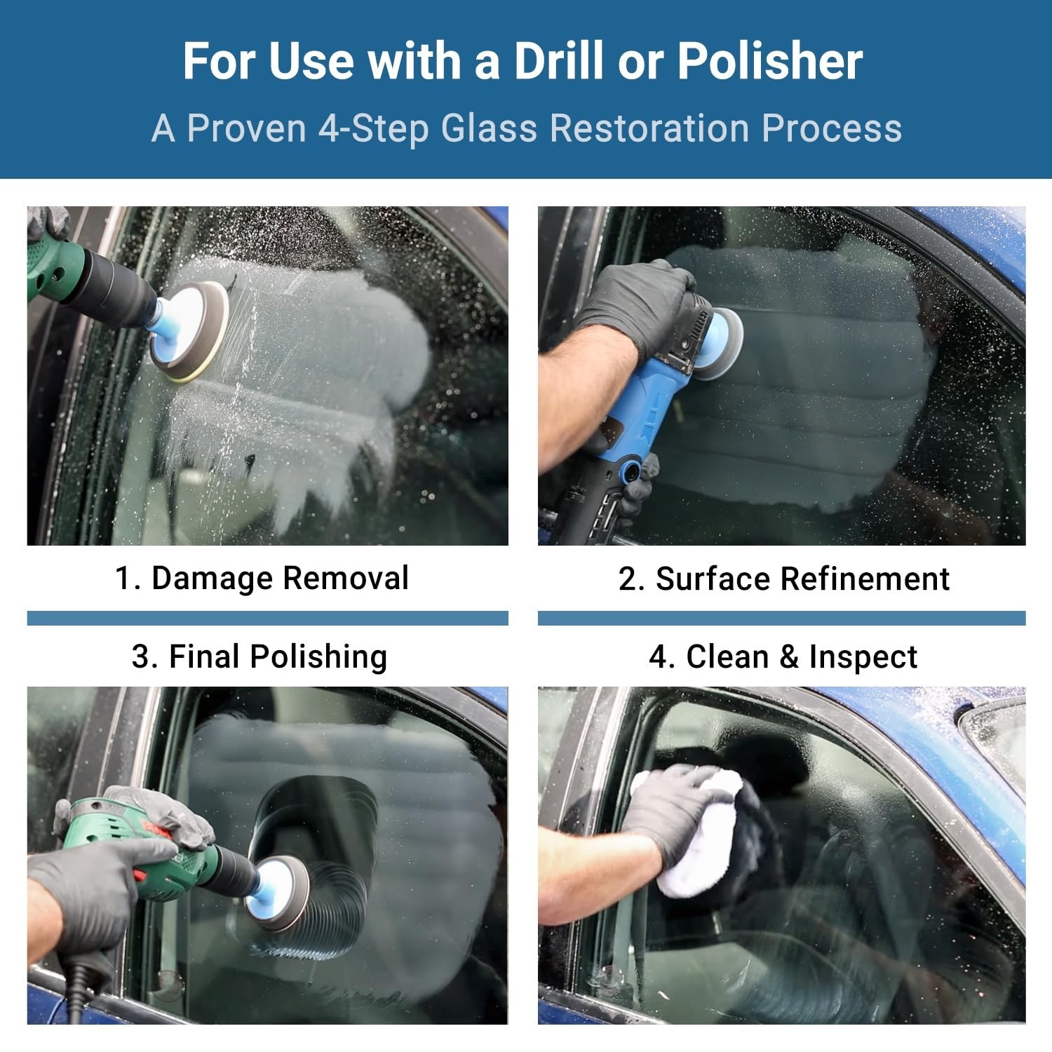 3” Glass Scratch Removal Kit for use with a Drill on All Glass Surface Repairs