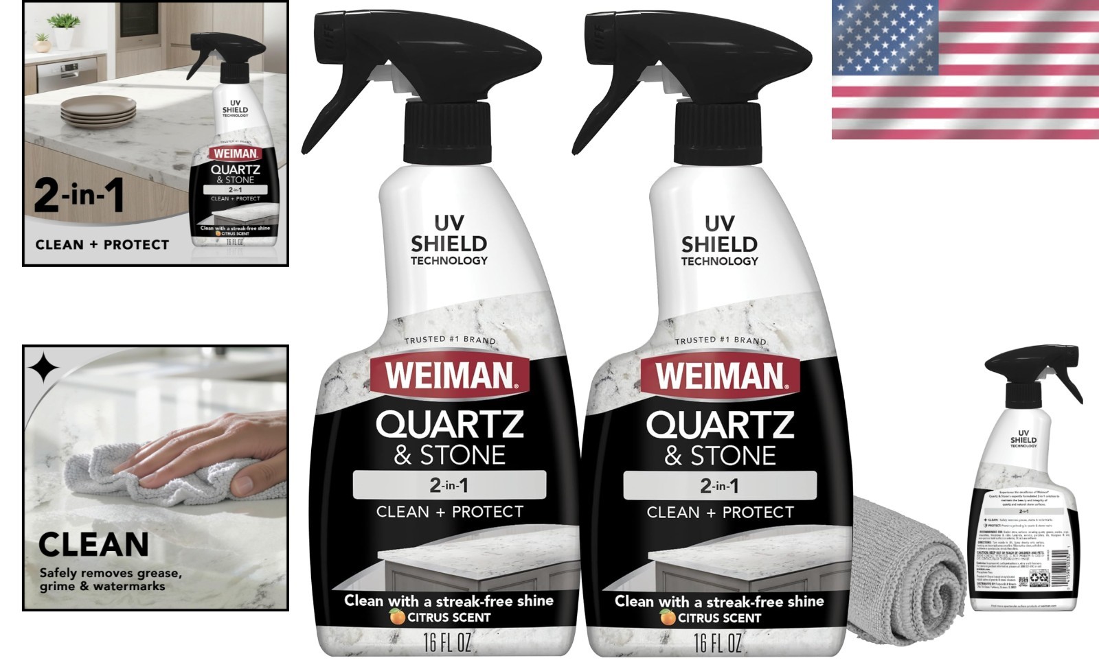 Quartz Cleaner & Polish 2-Pack – Natural Ingredients for Spotless Stone Surfaces