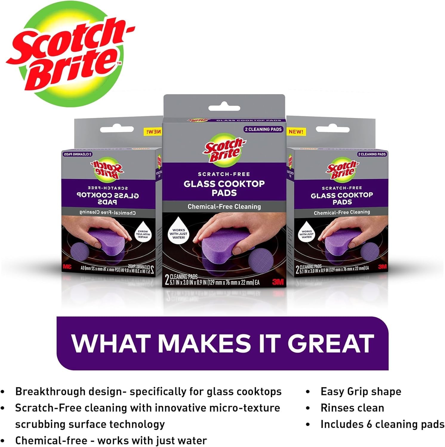 Scratch-Free Cooktop Cleaning Pads, Non-Abrasive Scrubbers for Glass Stovetops