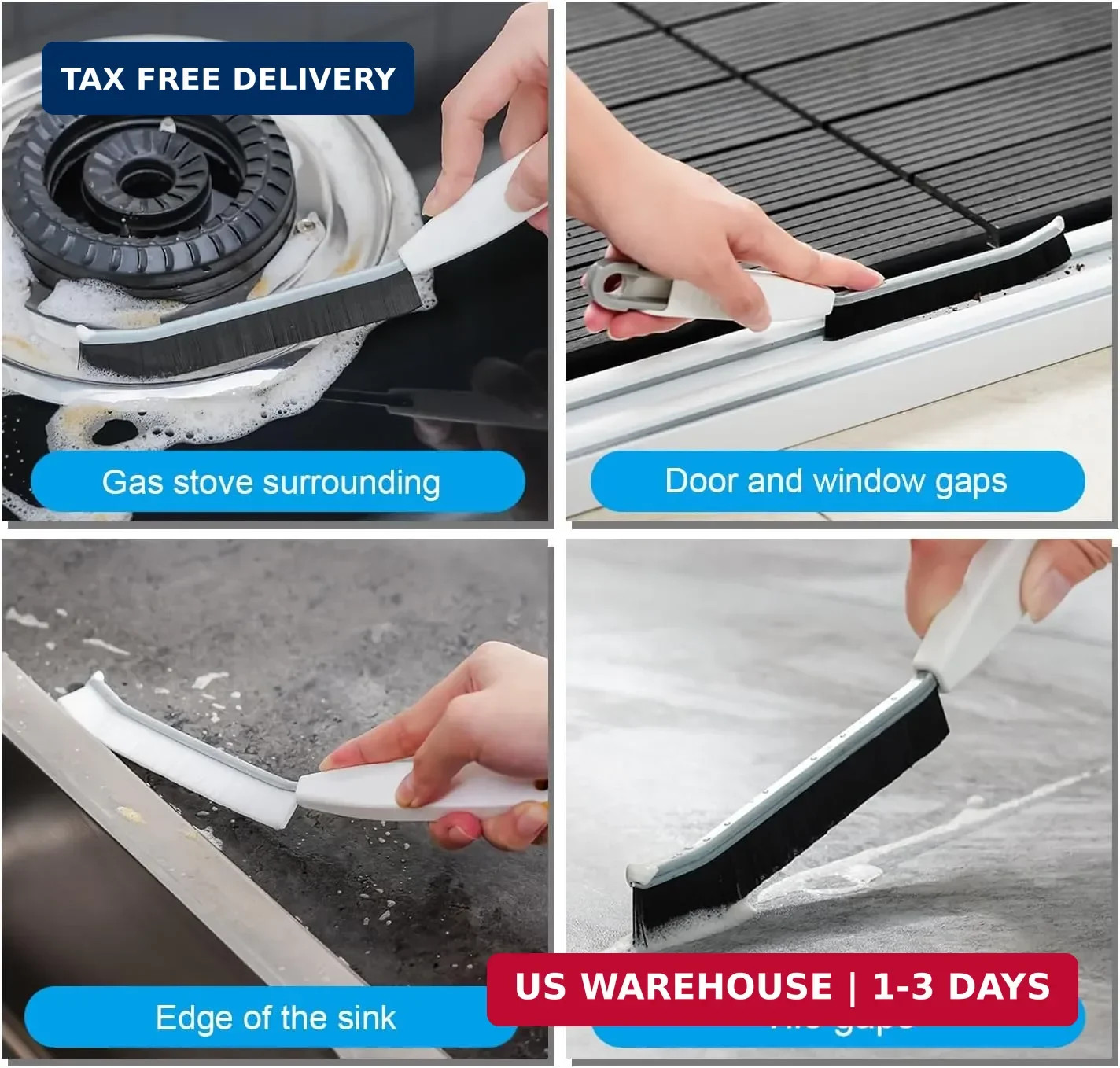 2 Pack Hard Bristle Grout Cleaning Brush, Heavy Duty Crevice Scrubber for Tile L