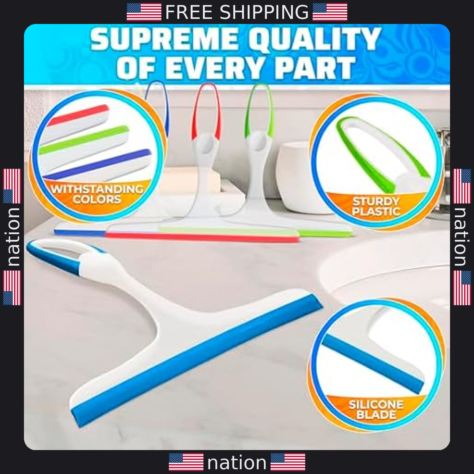 4-Pack 9.5? Shower Squeegee with Flexible Blade – Ergonomic & Lightweight Design