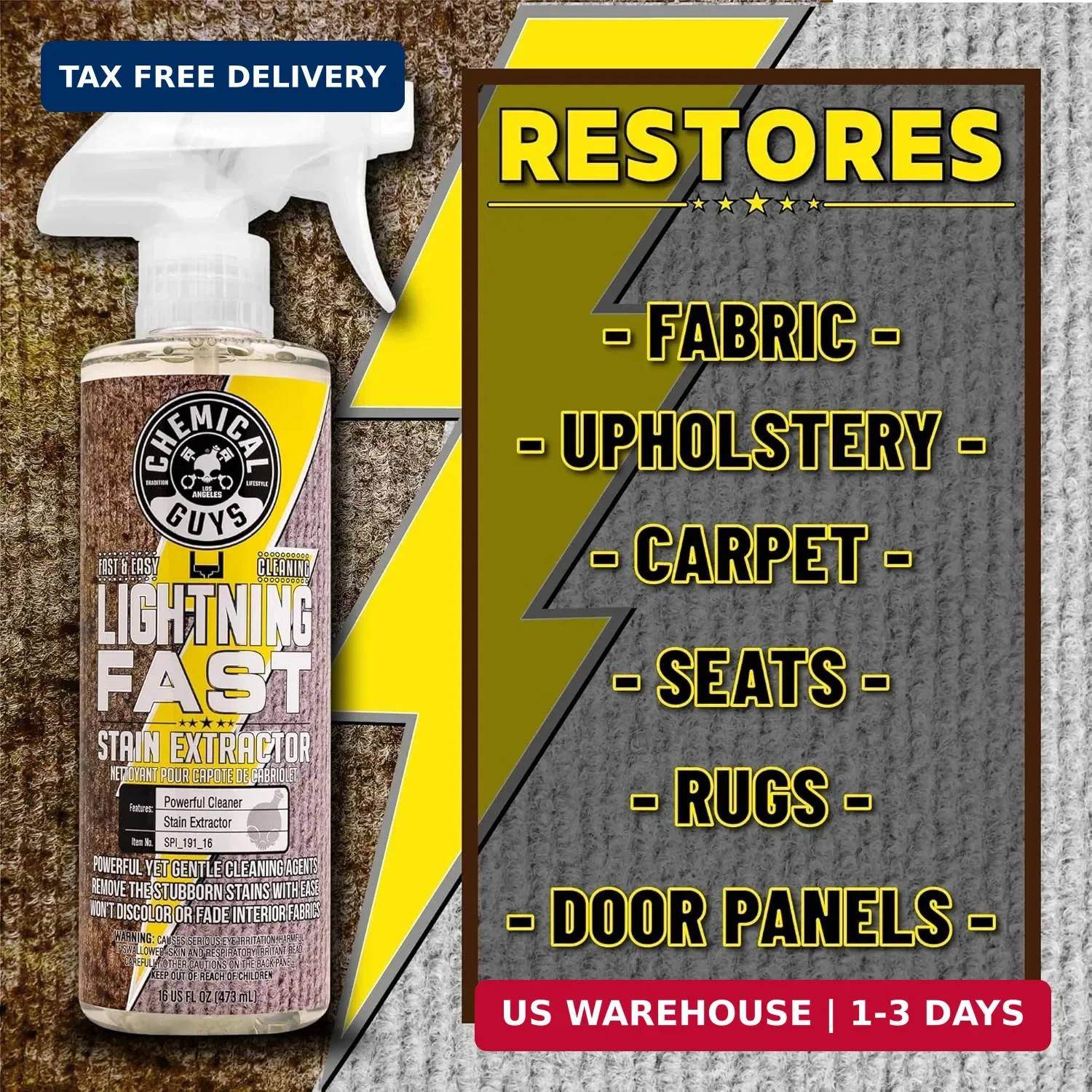 Chemical Guys Lightning Fast Carpet and Upholstery Stain Extractor – Chemical Gu