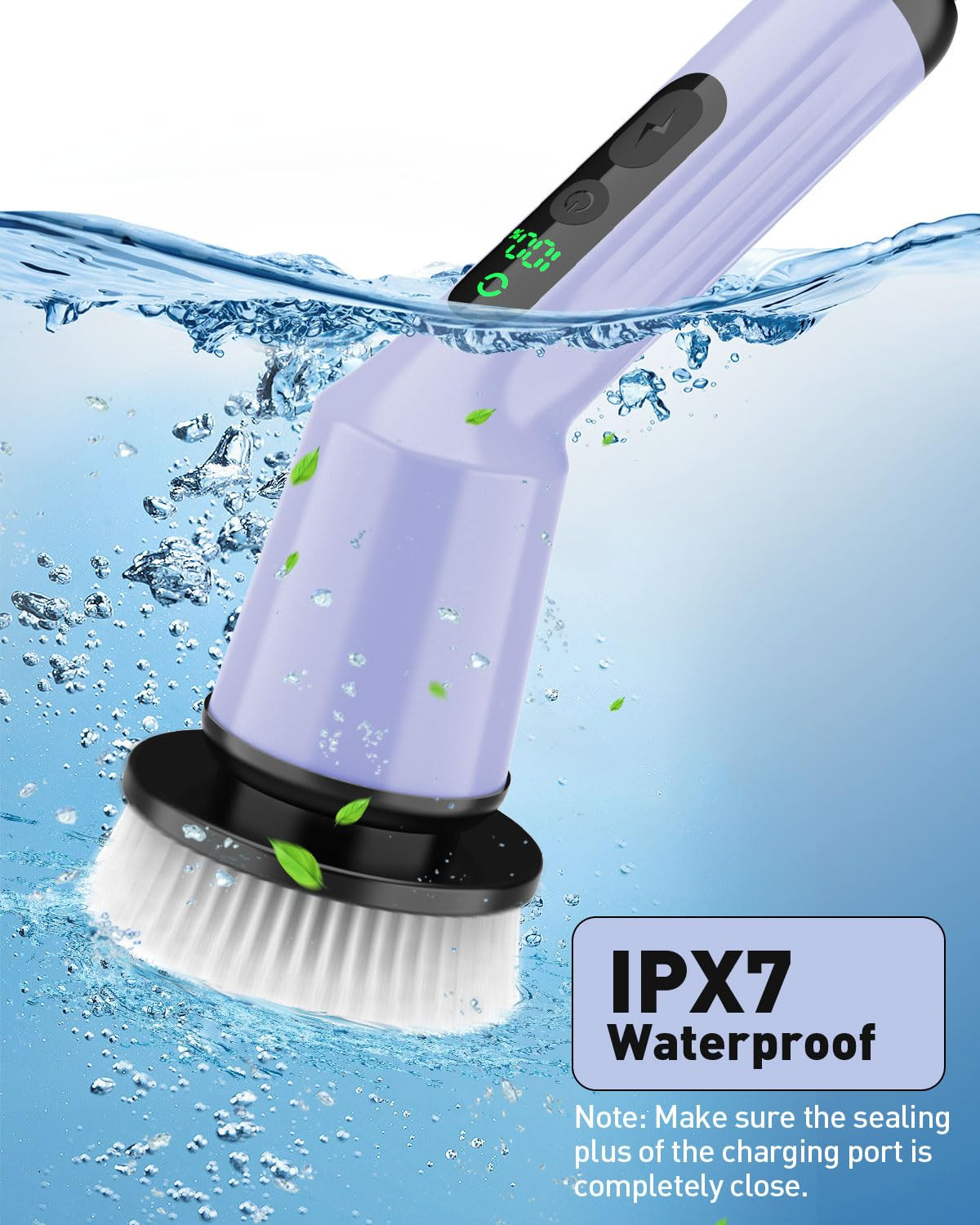 Electric Spin Scrubber for Cleaning Bathroom, Shower Scrubber Rotary Floor Brush