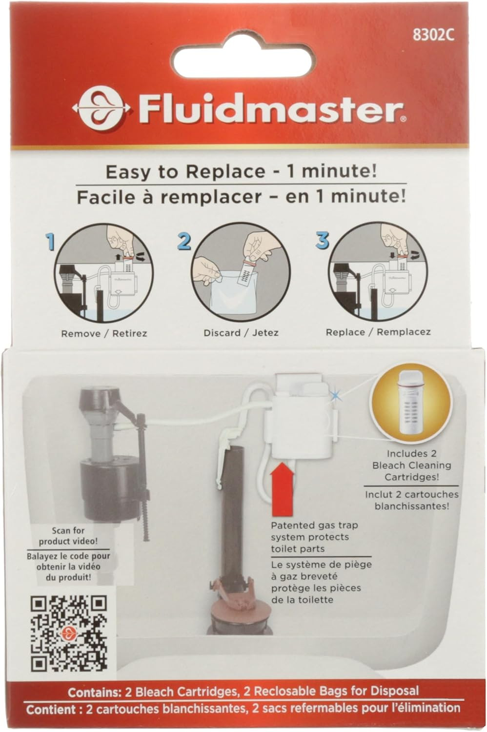 8302P8 Flush ‘n Sparkle Automatic Toilet Bowl Cleaning System Refills, Bleach…