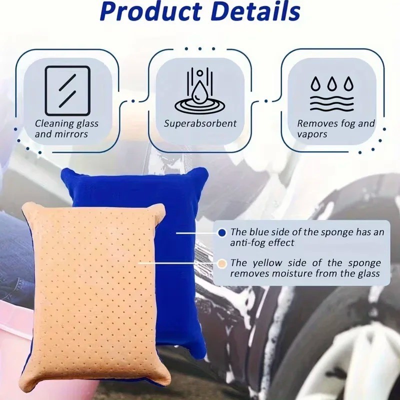 Car Cleaning Brush Double Sided Velvet Sponge Window Glass Kitchen Outdoor Clean
