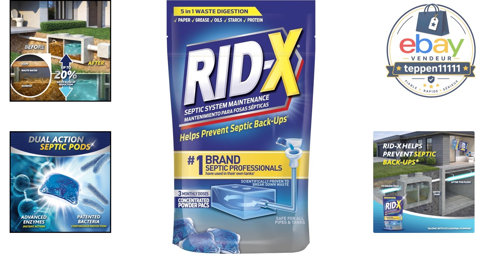 Septic Tank Treatment 3.2 Ounce, RID-X Septic System Gelpacs