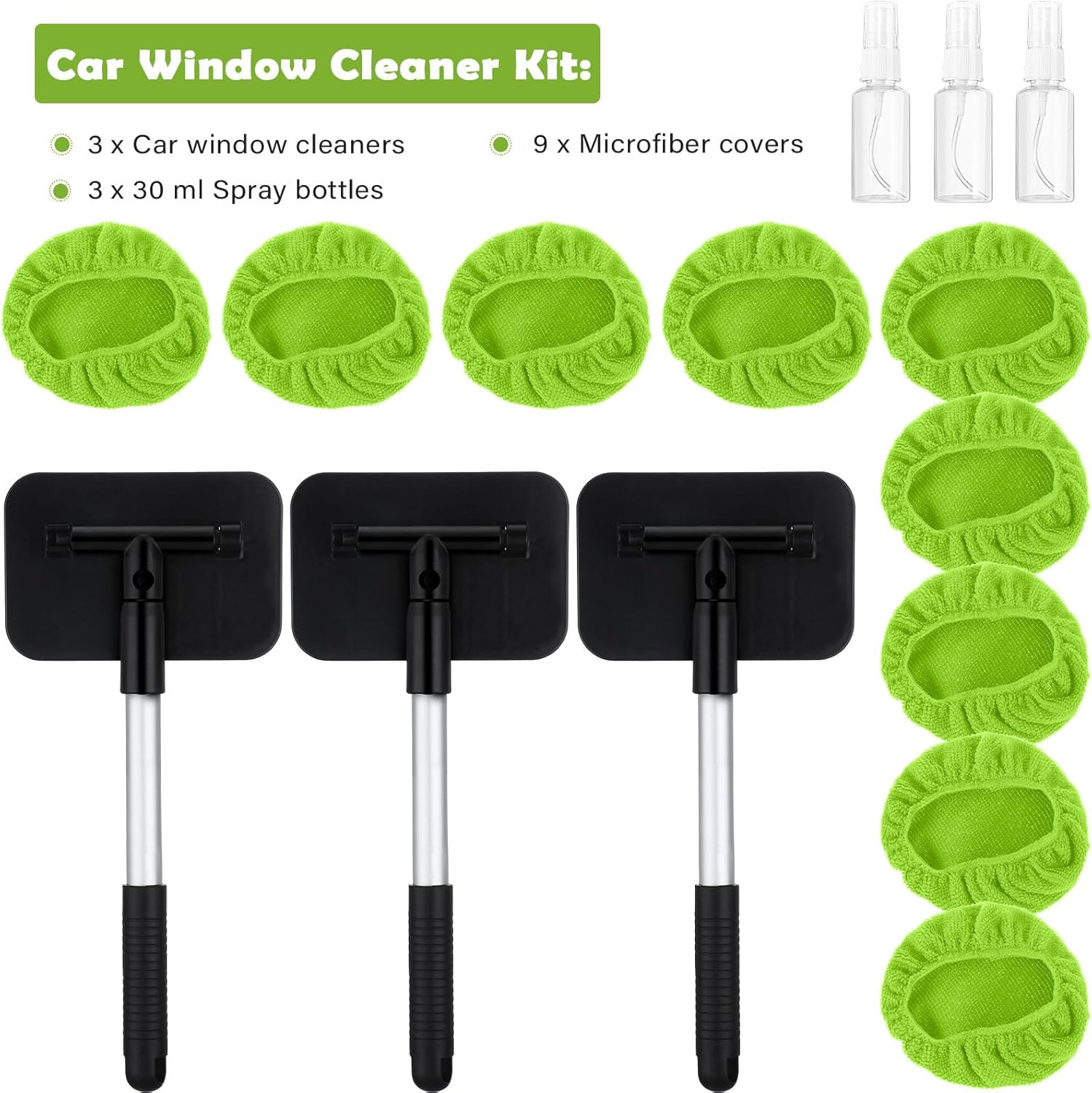 3 Set Windshield Cleaner Tool inside Car Window Cleaner Tool with 3 Extendable H