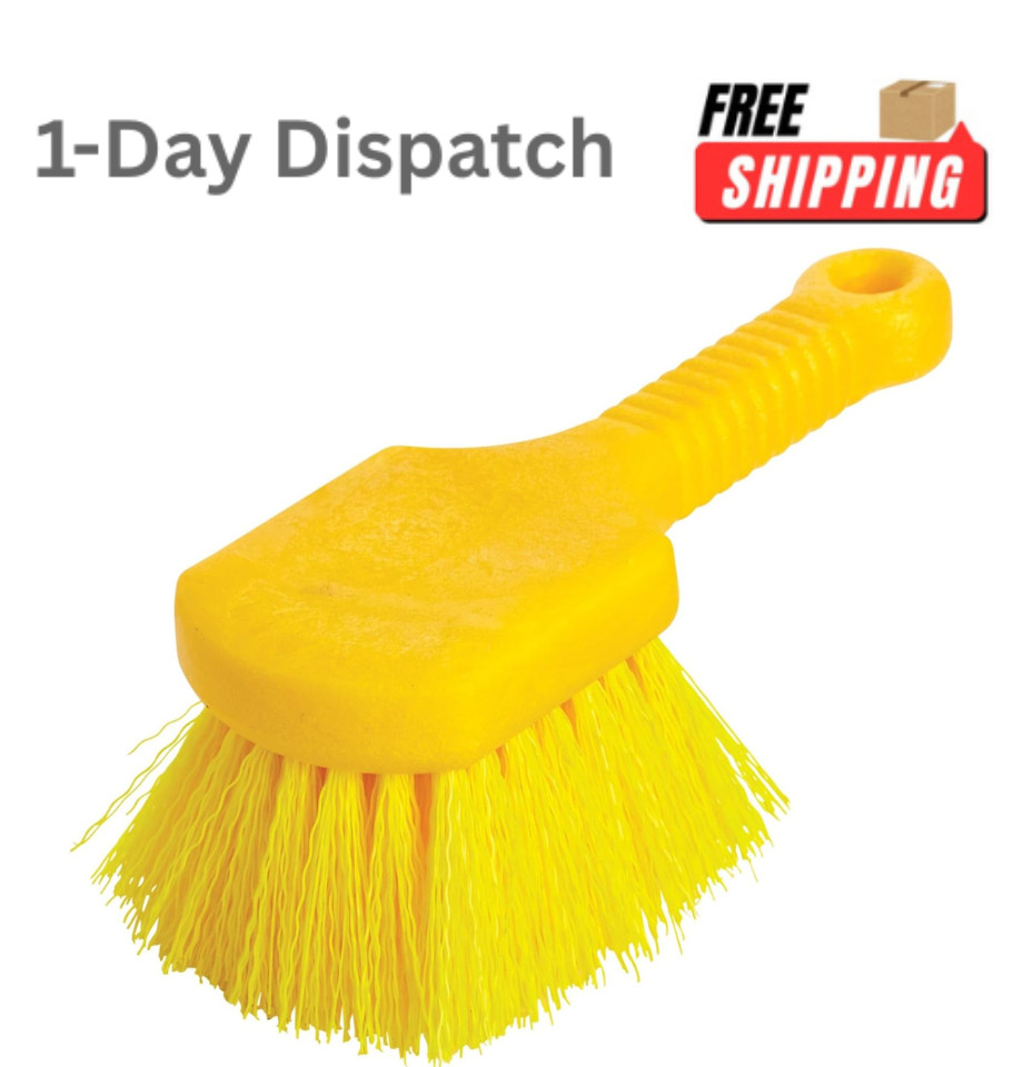Rubbermaid Commercial 8″ Utility Scrub Brush Heavy Duty Plastic Handle Yellow