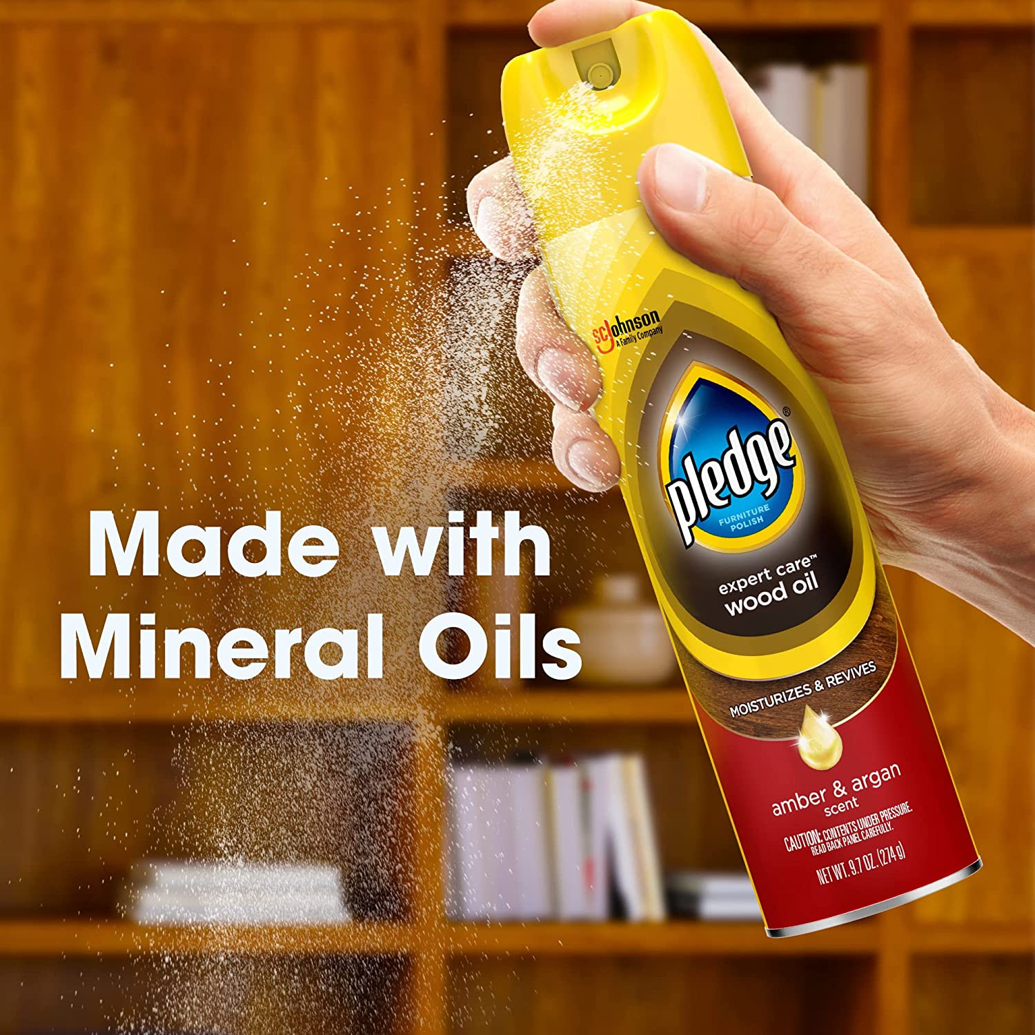 Moisturizing Wood Oil, Furniture Reviving Spray, Amber & Argan Scent, 9.7Oz (Pac