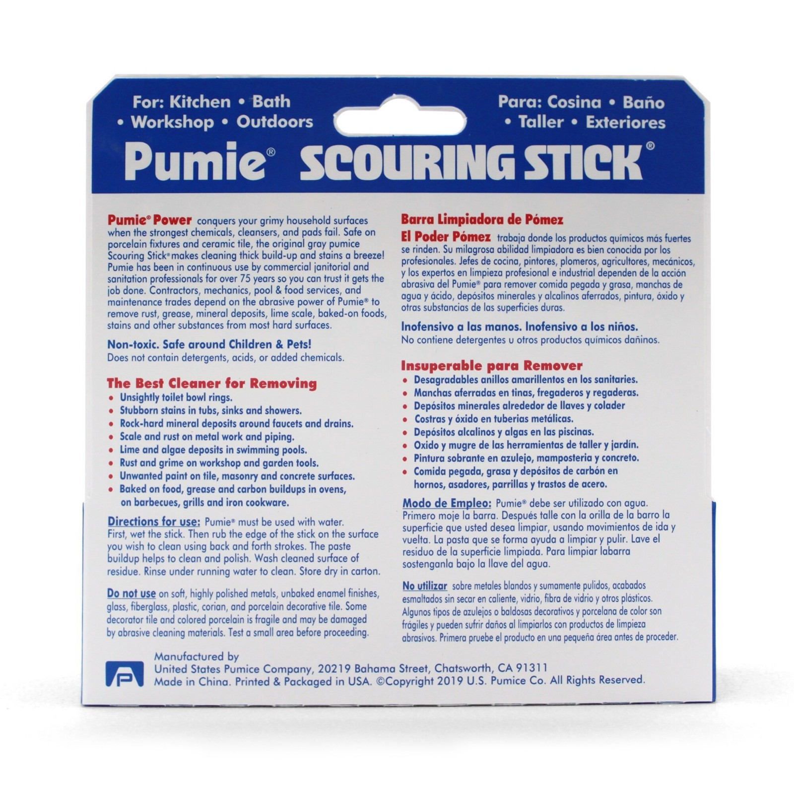NEW US Pumice Pumie HDW-12 Heavy Duty Cleaning Scouring Stick