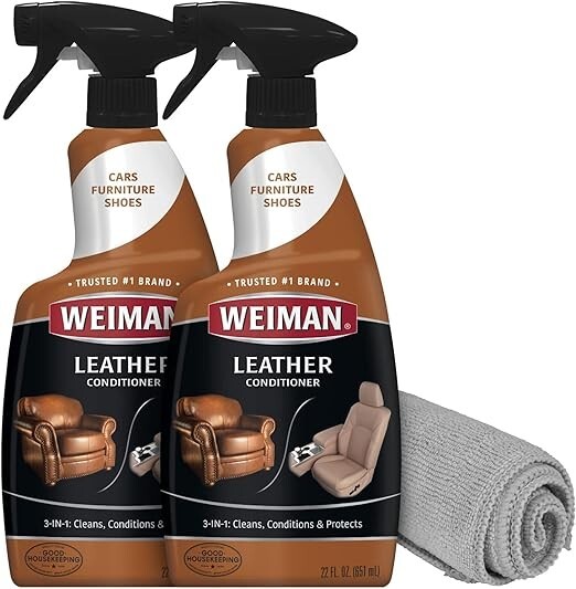 Weiman Leather Cleaner Conditioner For Furniture UV Protection 22 Ounce pack 2