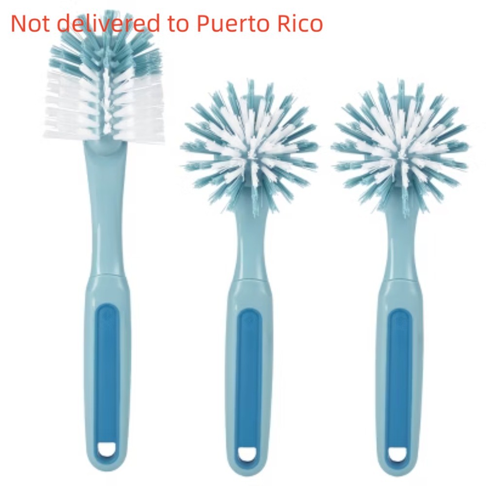 3pk Blue Dish Brushes 11.5″, Rubber/Plastic Set