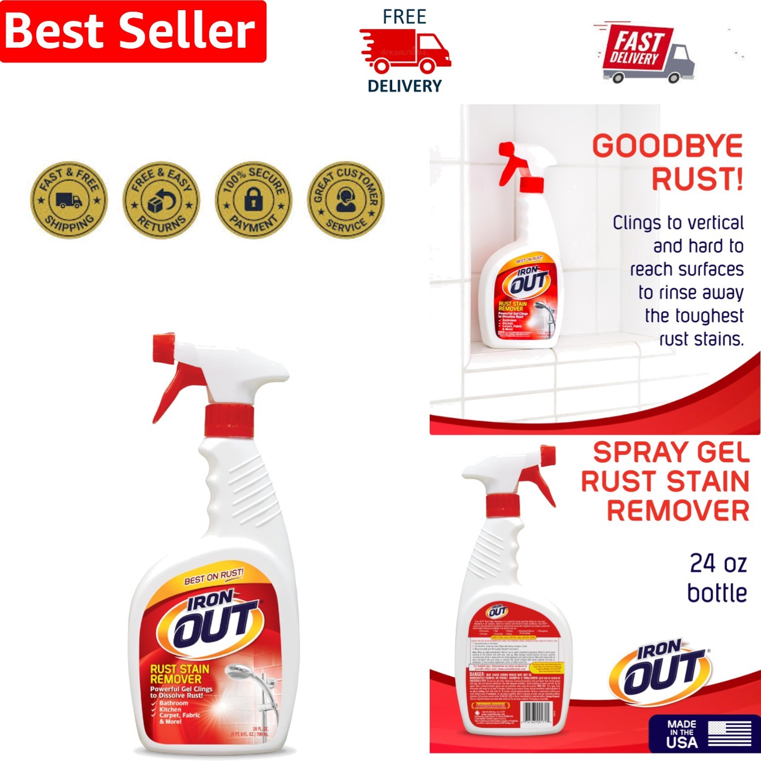 24 Oz Rust Stain Remover Gel – Versatile Solution for Indoor and Outdoor Use
