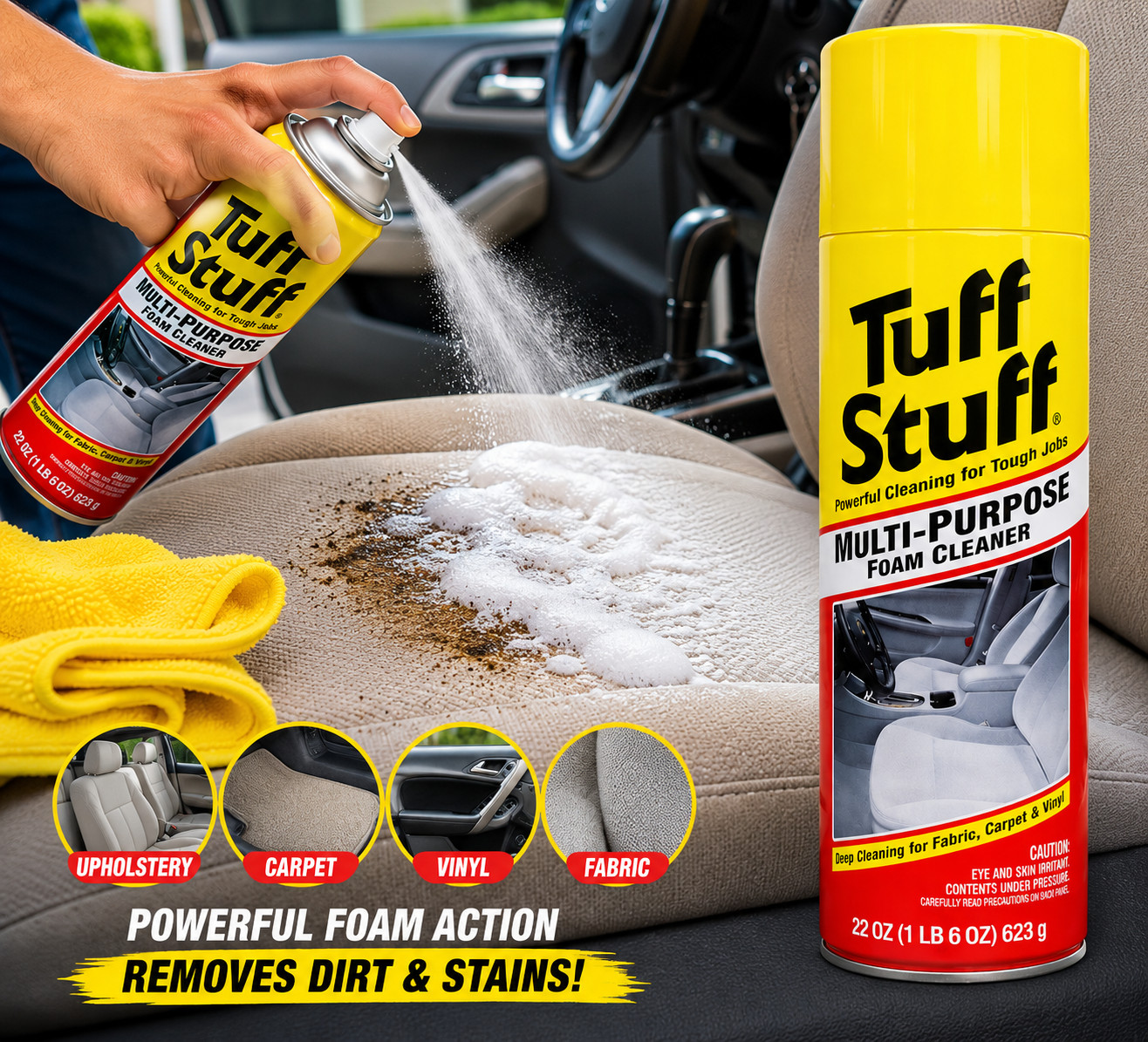 (2 pack) Tuff Stuff Multi Purpose Foam Cleaner for Car Detailing, 22 oz