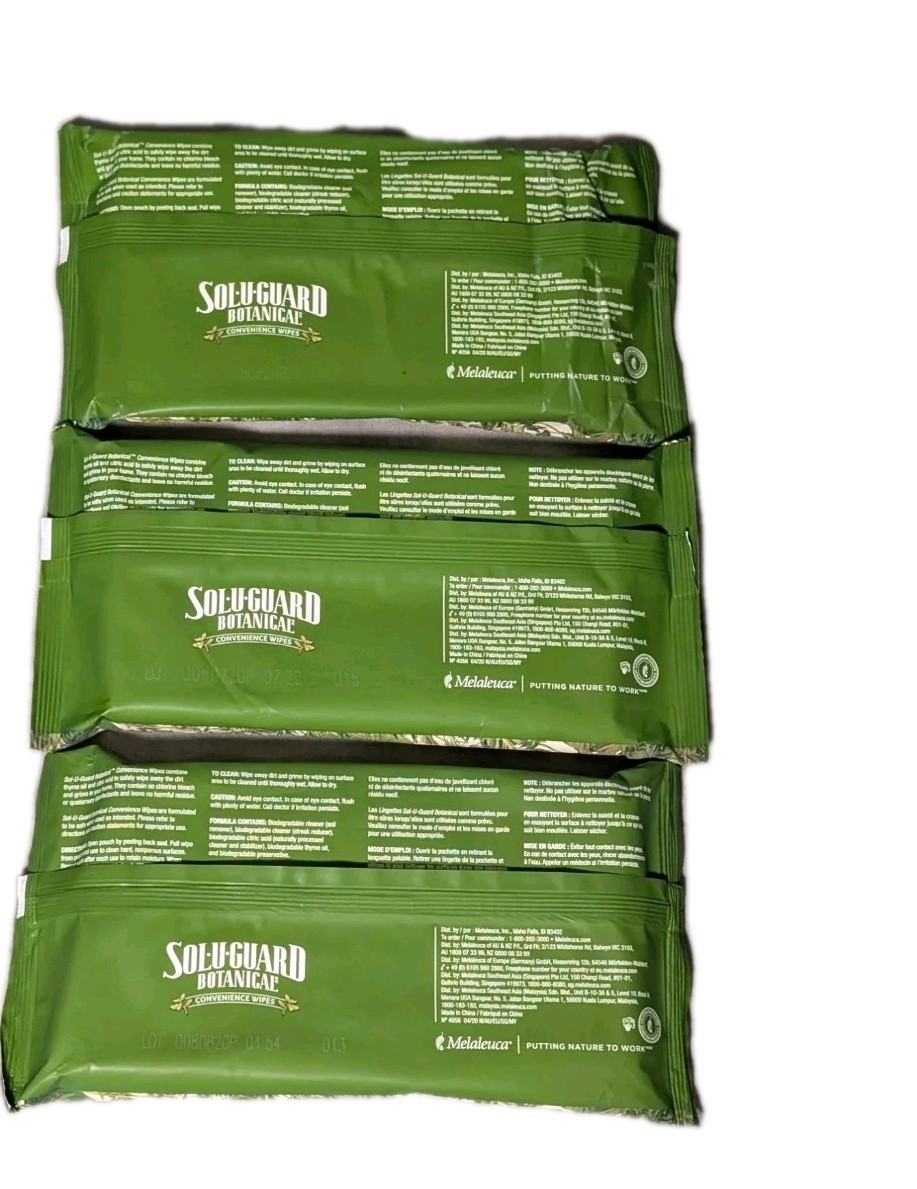 3 Melaleuca Sol-U-Guard Botanical Convenience Surface Cleaning 30 Wipes Ecosense