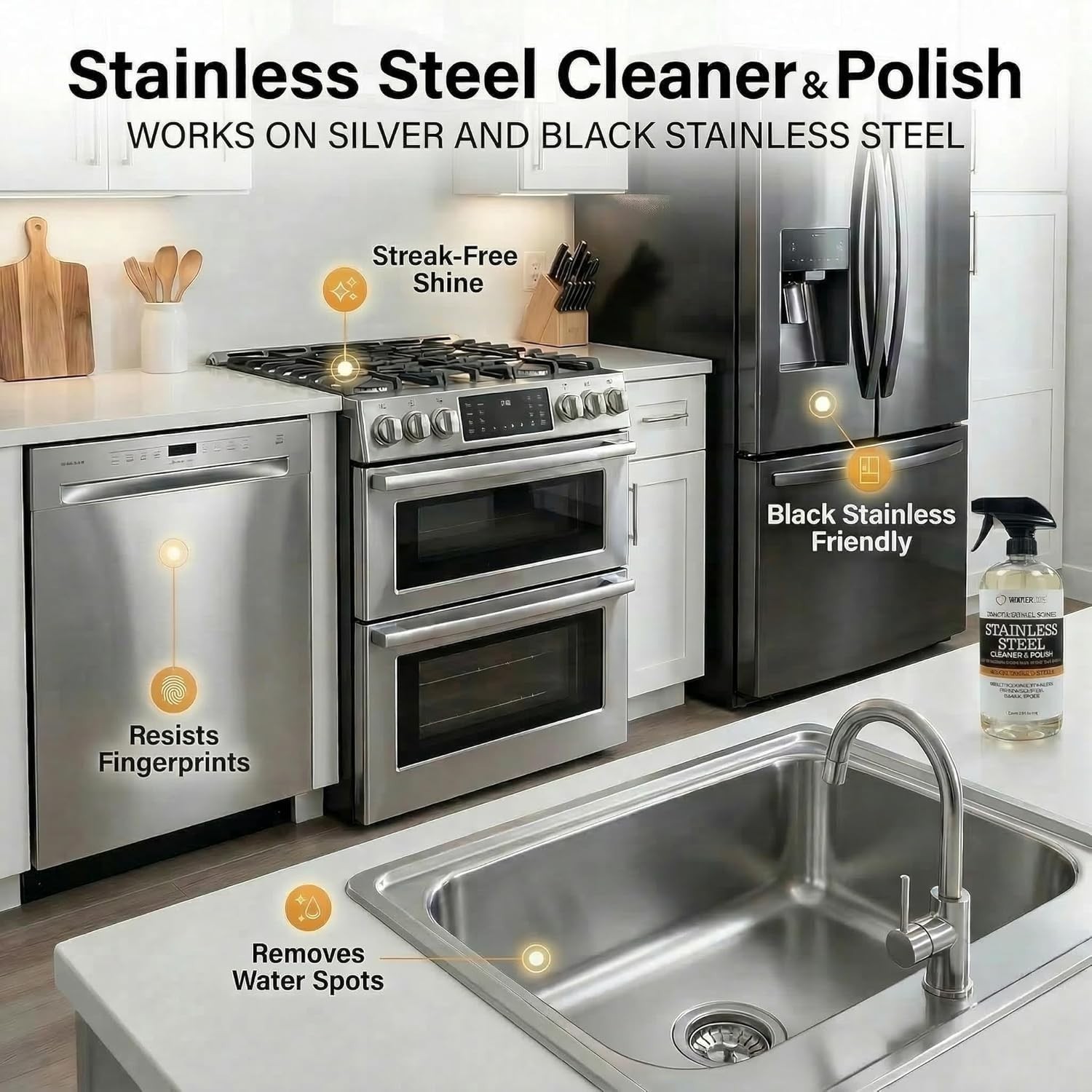 Stainless Steel Cleaner and Polish for Fridge, Oven, Cooktop, Kitchen Applian…
