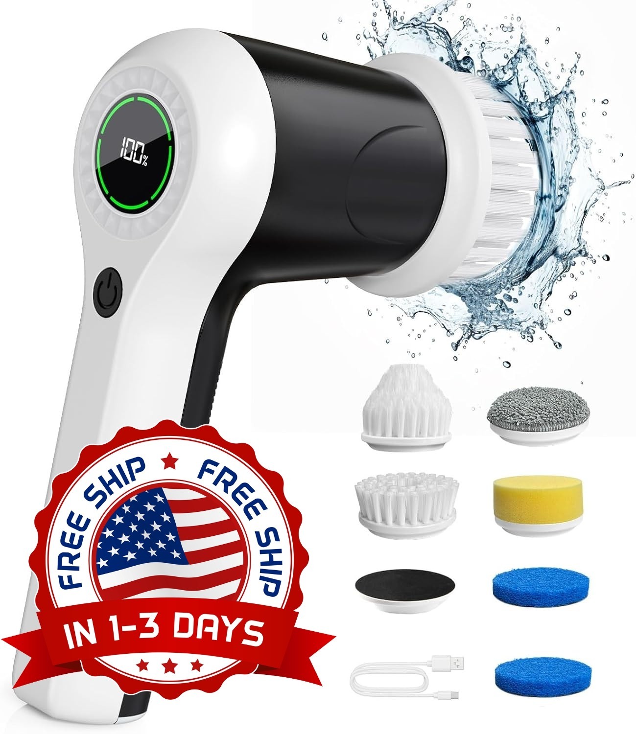 Fregadora Eléctrica Giratoria, Fregadora Eléctrica Para Ducha De Baño Para Limpi