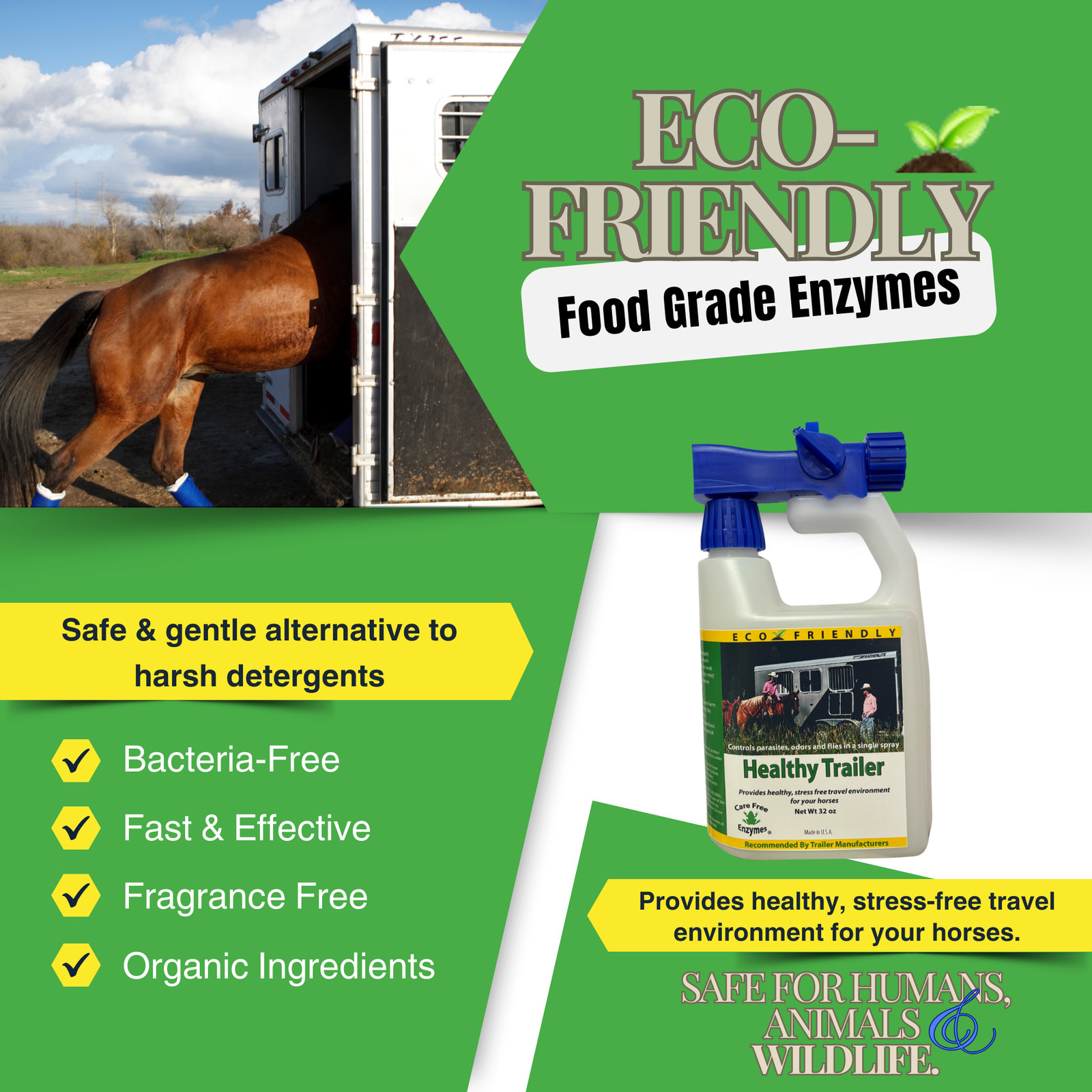 Horse & Livestock Trailer Cleaner & Deodorizer | Healthy Trailer | 32 oz & 33.9