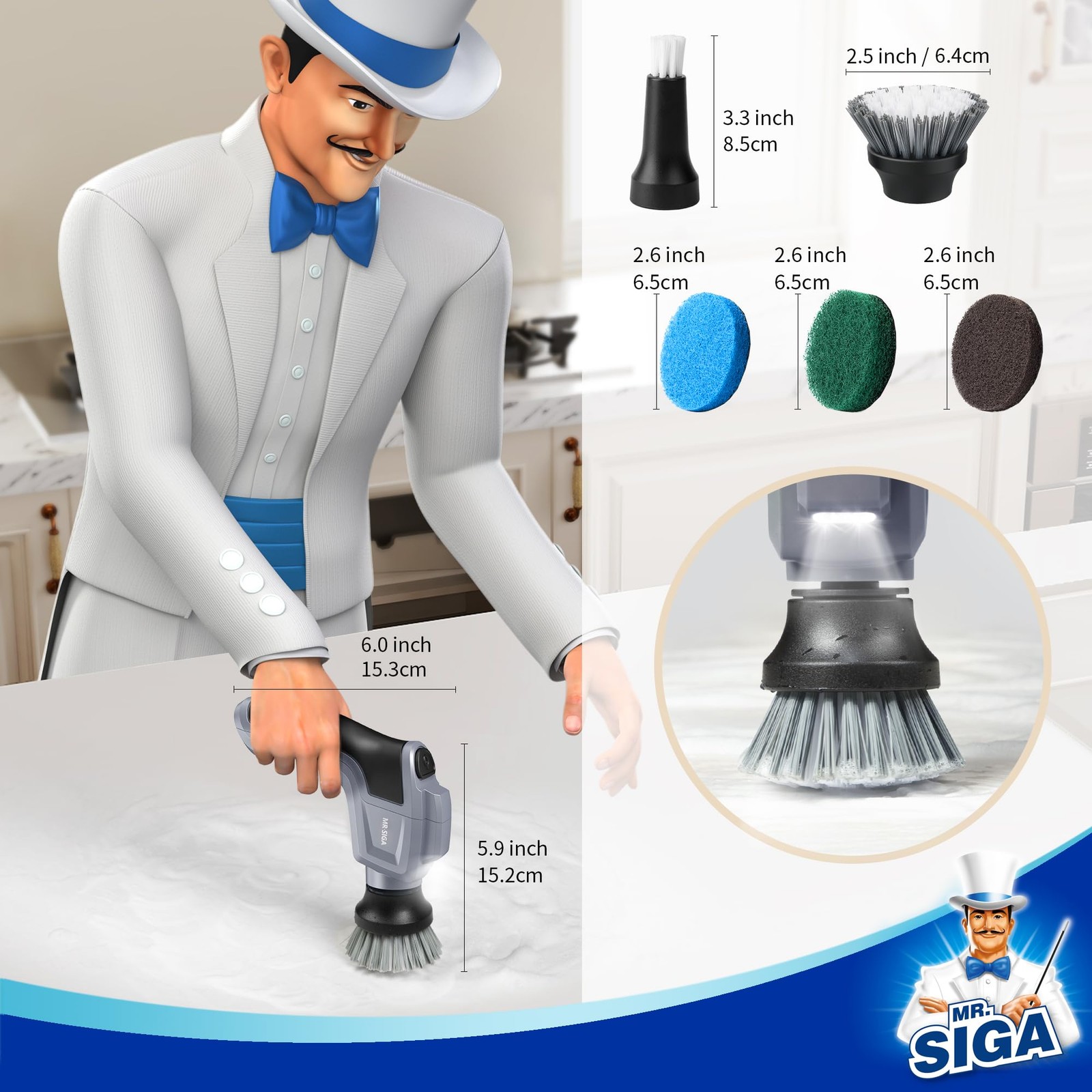 Electric Spin Scrubber for Kitchen and Bathroom Cleaning, Waterproof Recharge…