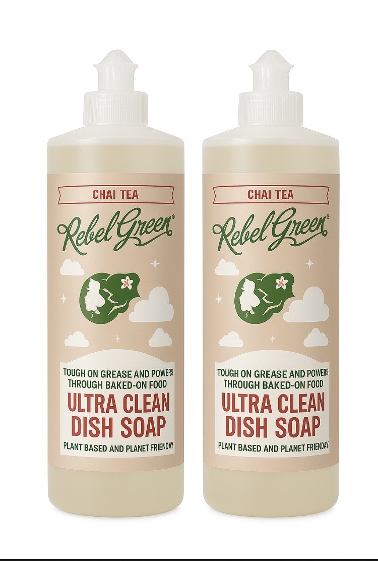 Ultra Clean Dish Soap Rebel Green Chai Tea Scent 16oz Bottle Pack of 2
