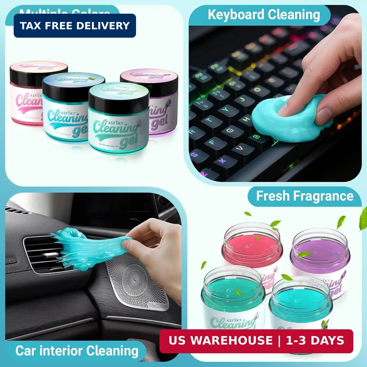 ASFSKY Car Cleaning Gel (Blue,Mint) Cleaning Putty Universal Dust Cleaning Car I