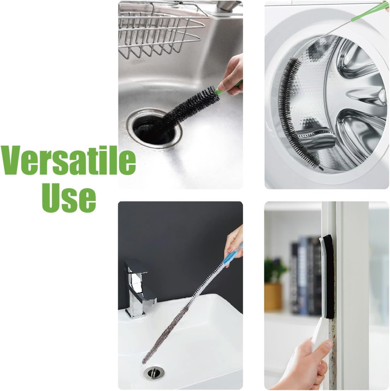 4Pcs Flexible Cleaning Brush Set for Dryer Vents, Fridge Coils, HVAC Systems & T
