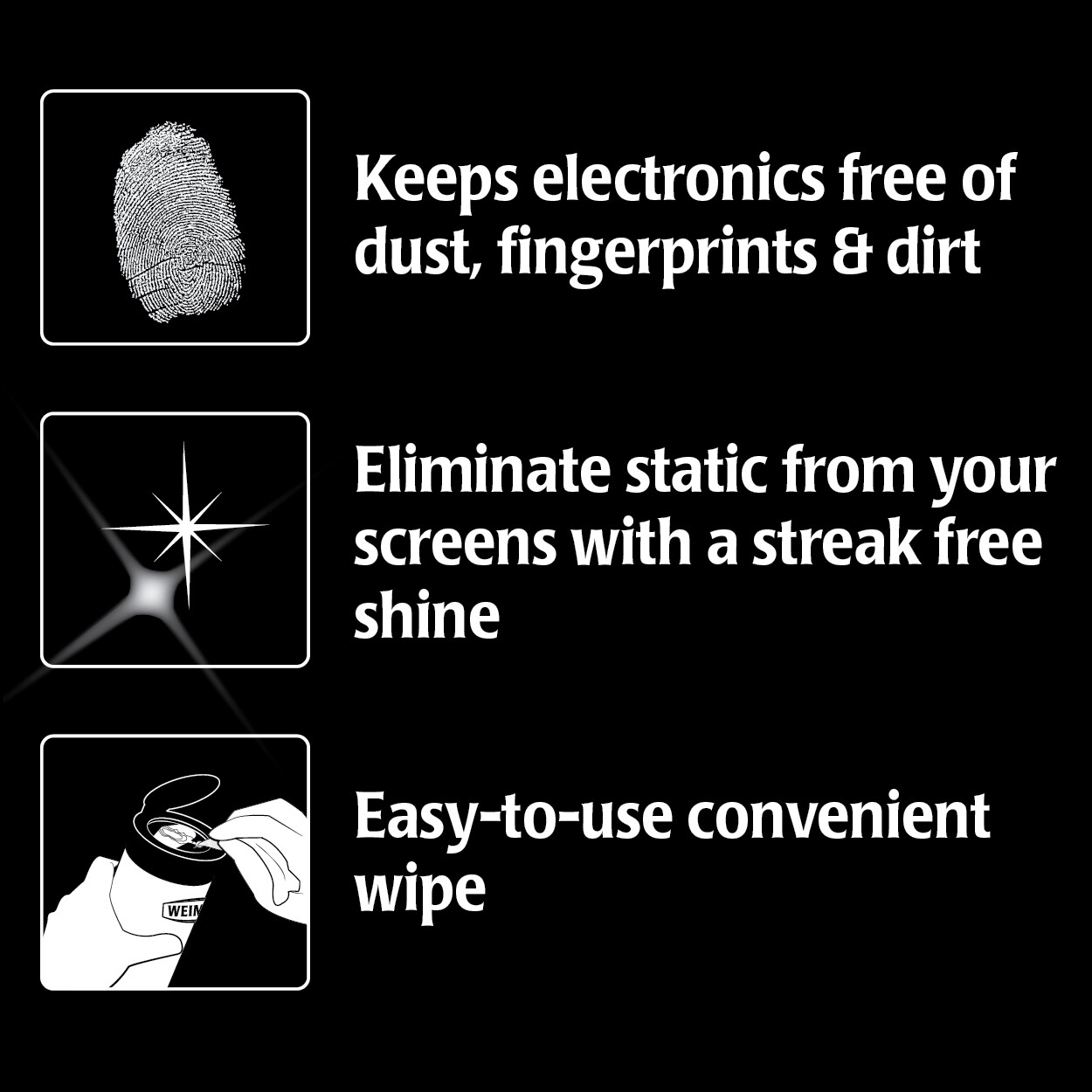 Weiman Electronics Phone Tablet Laptop Computer TV Dust Dirt Cleaner Wipes 30ct