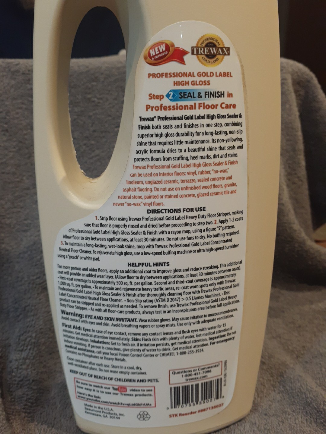 Trewax High Gloss Preimium Finish Floor Sealer & Finish Liquid 32 Vinyl & No Wax
