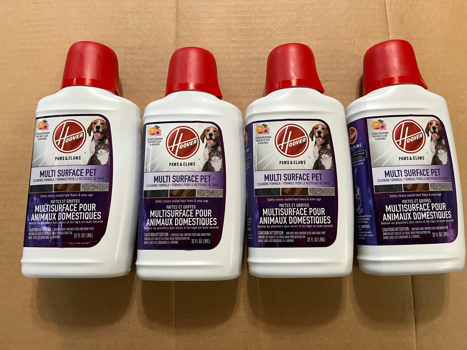 1 BOX 4X 32 FL-OZ Hoover Paws & Claws Multi Surface Floor Cleaner Pet Cleaning
