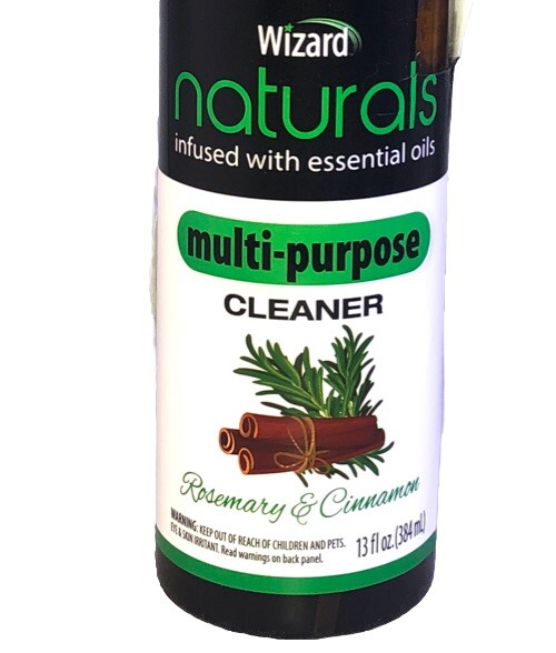 Wizard Naturals All-Purpose Spray Cleaner Rosemary &Cinnamon 13oz-Part Label Cut