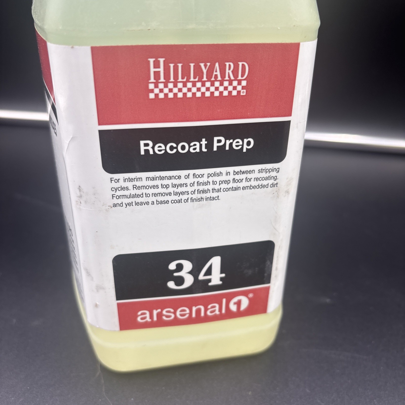 Hillyard Recoat Prep 34 Arsenal 2.5 Liters .66 Gal Remove Top Layer Floor Finish
