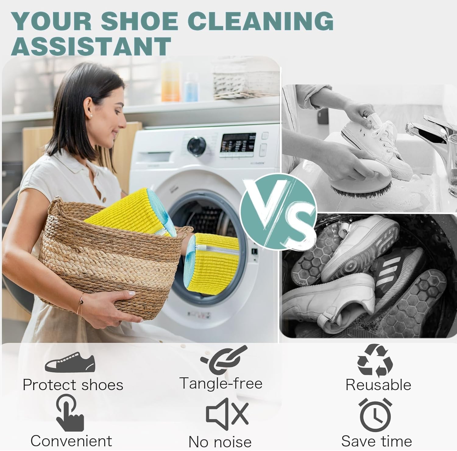 2-Pack Sneaker Washing Machine Bag, Reusable Mesh Laundry Bag for ShoesTennis…