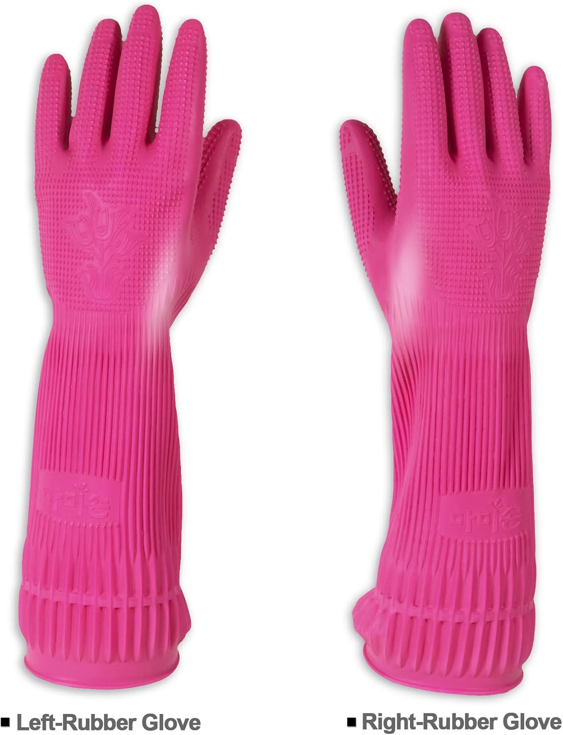Reusable Kitchen Rubber Gloves Large Non Slip Cleaning Dishwashing Pink 1 Pair