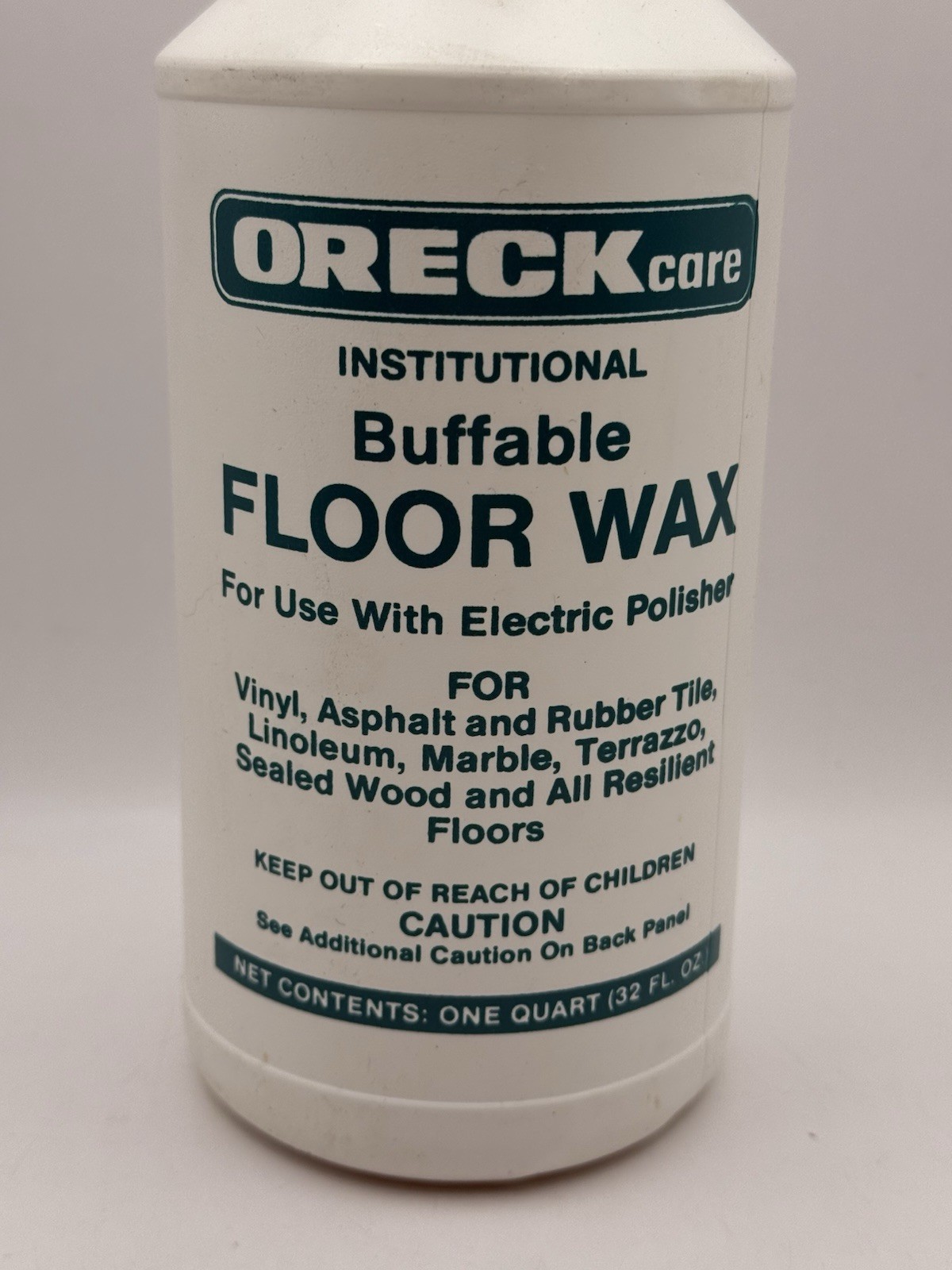 Vintage Oreck Care Institutional Buffable Floor Wax 32oz Full Bottle Polisher