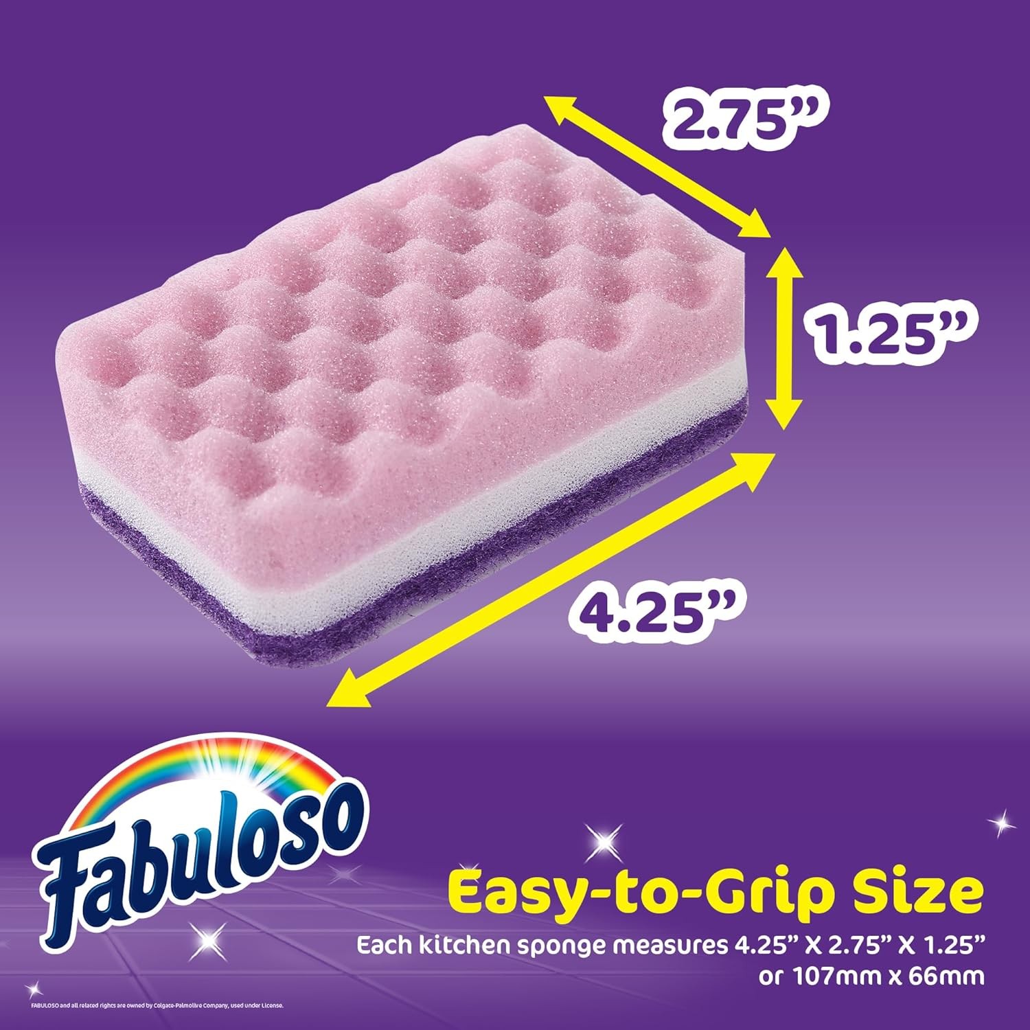Scratch-Kitchen Dish Sponges, Purple Cellulose Scrubber Sponge with Scouring Pad