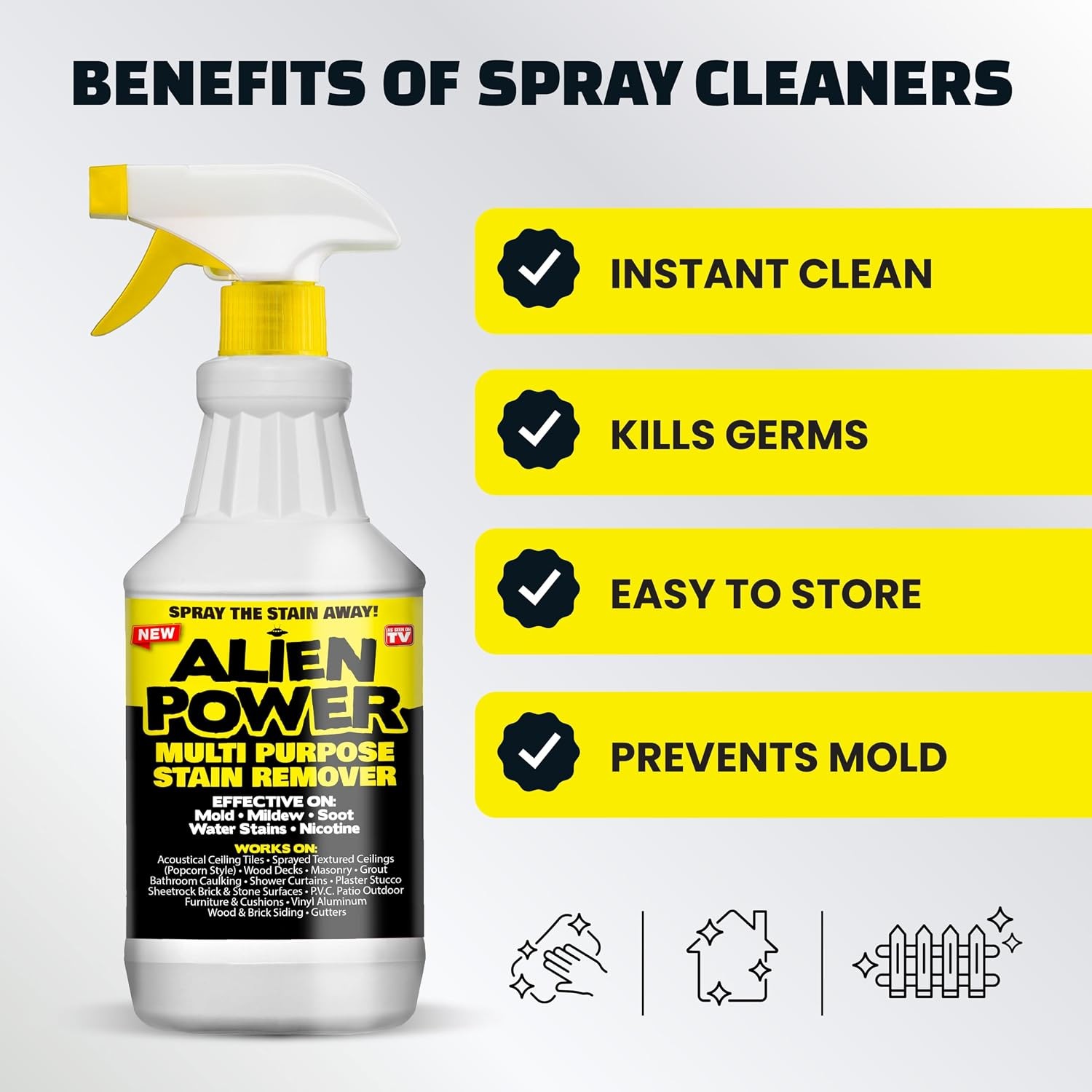 Instant Mold and Mildew Stain Remover Spray for Grout Surfaces Stain Removal